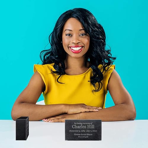 Miniatura 9 de Diseño fácil - In Loving Memory - Granito negro conmemorativo o regalo de condolencias. Añade tu texto personalizado y fechas. Se ofrece en una