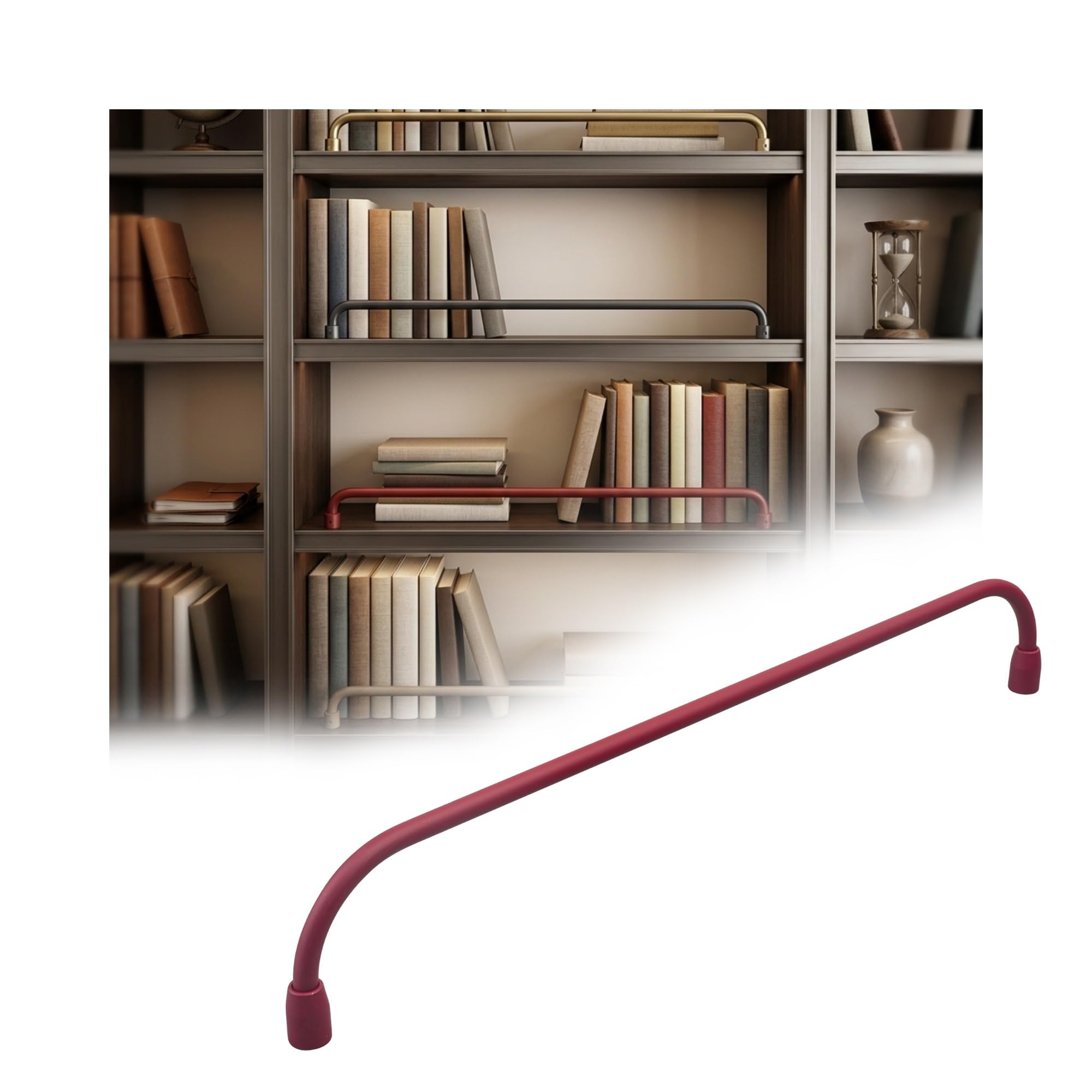 NIUSABOU Aluminum Shelf Guard, Wall Mounted Brushed Aluminum Shelf Guard Rail, Multicolor, Multiple Sizes For Cabinet(Red,24in/61cm)