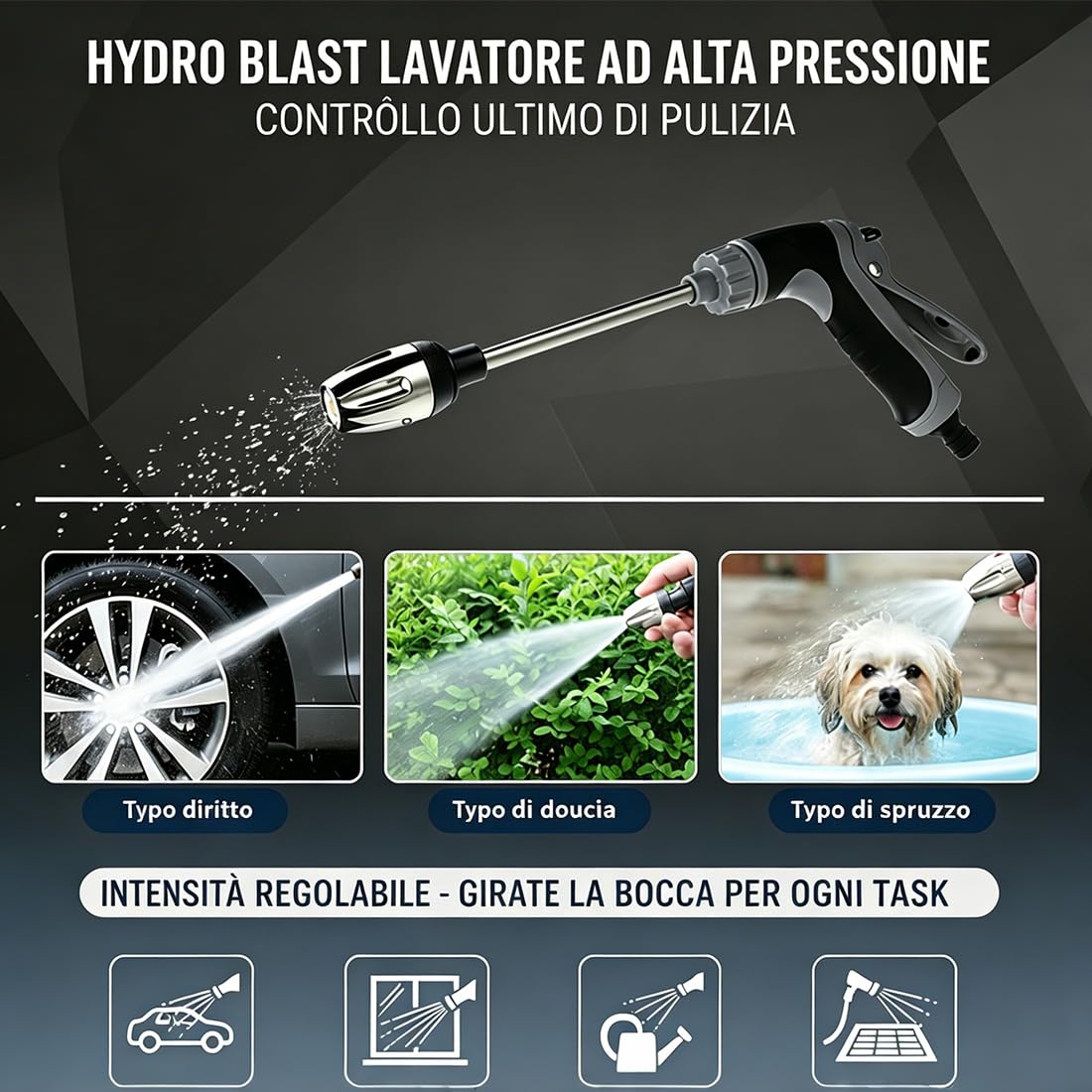 Jetterix Idropulitori, Jetterix Pressure Washer Nozzle con Serbatoio Schiuma, Lancia Idropulitrice Portatile, Ugello per Tubo Pistola, per Pulizia di Autolavaggio, Vialetto, Patio e Giardino (A,1PC)