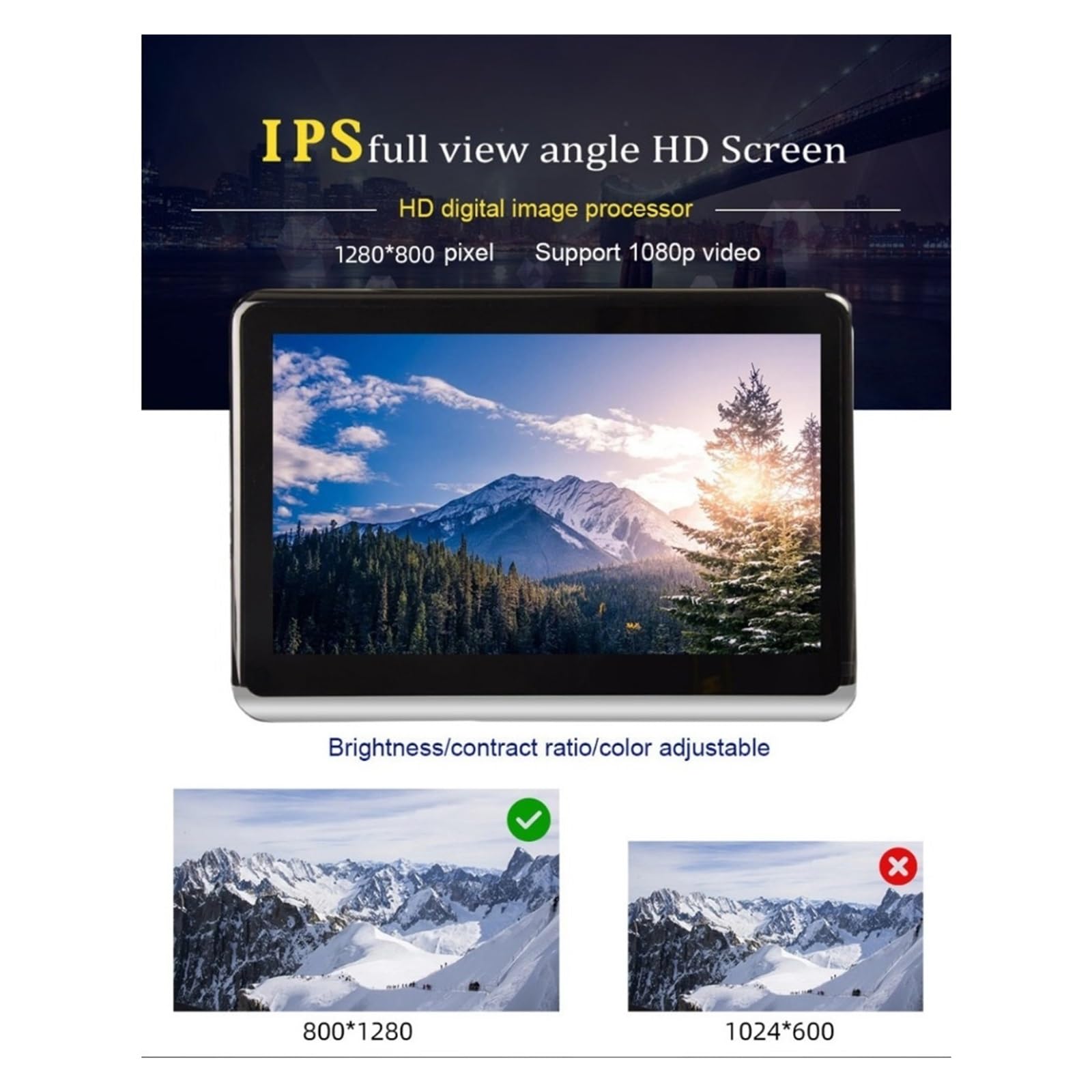 Monitor For Reposacabezas De Coche con Pantalla Táctil Digital 10,1/11,6 Pulgadas, Reproductor MP5, FM, HD, USB, Multimedia(10.1 Inch MP5-101 2P)