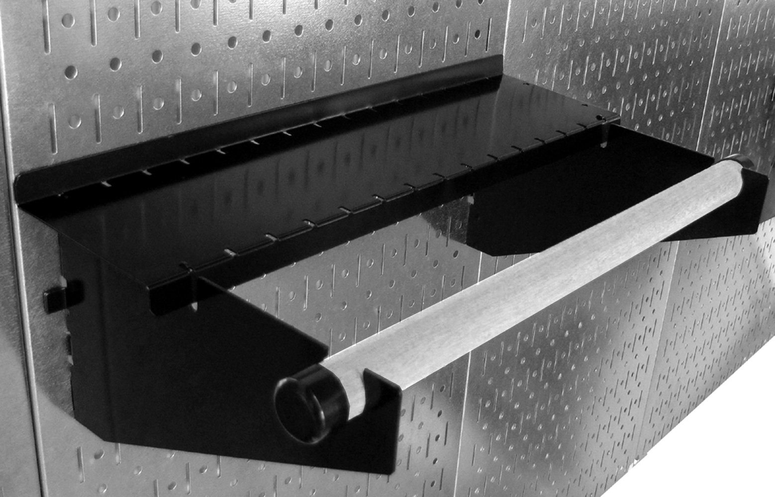 Wall Control Porte-Serviettes en Papier perforé et Tige de Cheville pour Panneau perforé Wall Control et Planche à Outils Fendue – Noir