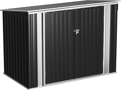 Flamaker Cobertizo de almacenamiento de 5.8 x 3.3 pies para exteriores, de metal, con barra de gas hidráulica, cobertizo de herramientas de jardín