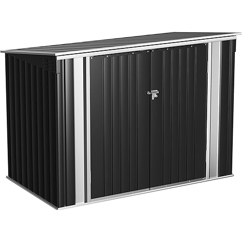 Flamaker 5.8 x 3.3 FT Storage Shed Outdoor Metal Trash Can Shed with Hydraulic Gas Rod Lockable Garden Tool Shed for Backyard, Lawn, Roadside