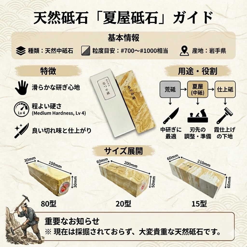 Amazon.co.jp: 夏屋砥石(茶)15型/岩手県産 天然砥石/中砥ぎ #700