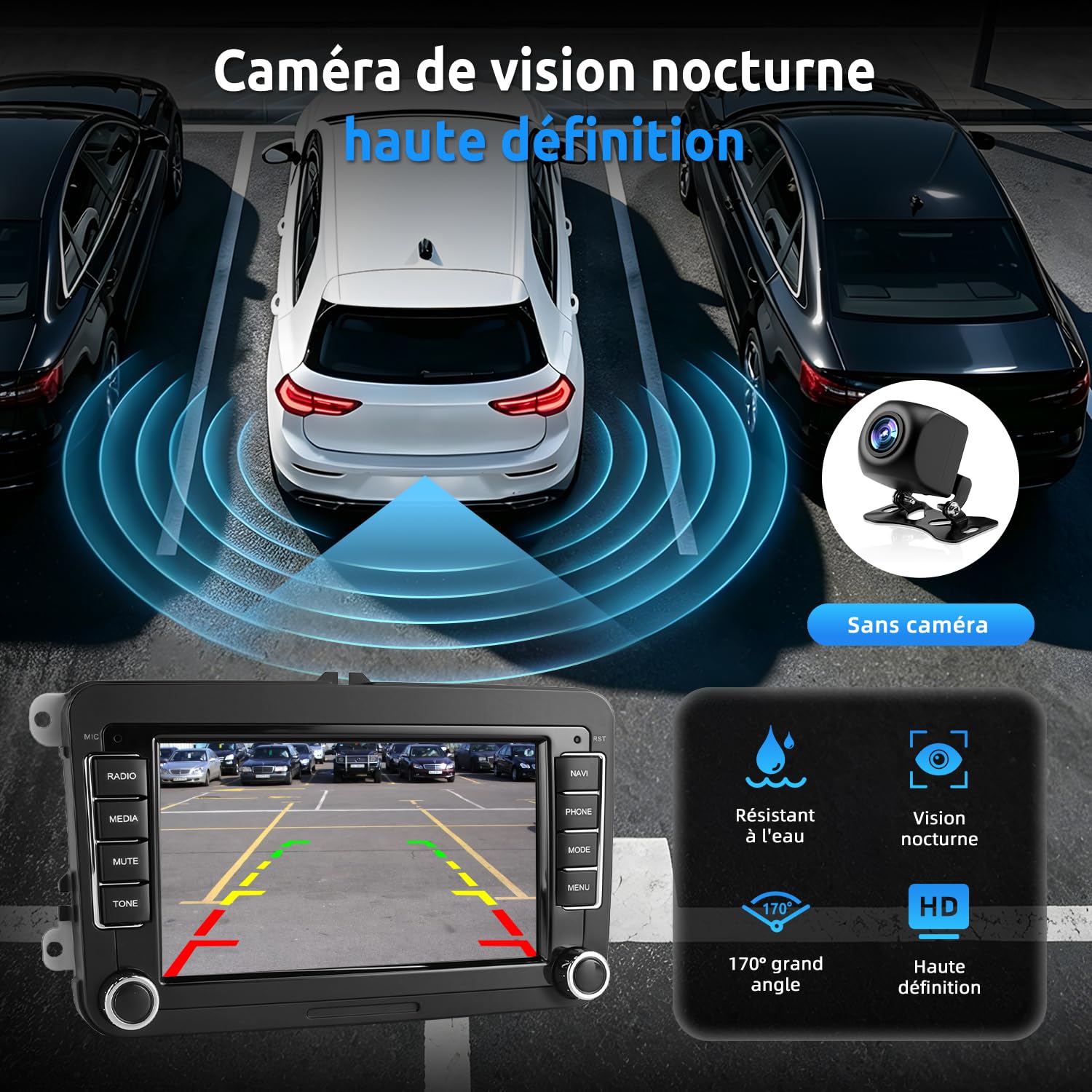 ESSGOO [4+64G] Android 15 Autoradio pour VW Golf 5/6, T5, Passat, Polo, Touran, Tiguan, Caddy, Seat, Skoda – Écran Tactile 7" avec CarPlay/Android Auto sans Fil, Plug & Play, GPS Navi, Bluetooth, DSP