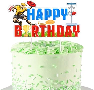 Disc Golf Cake Topper Disc Golf Party Decorations Disc Golfer Happy Birthday Cake Pick Sports Theme Cake Decorations for Kids Adults Birthday Party Supplies