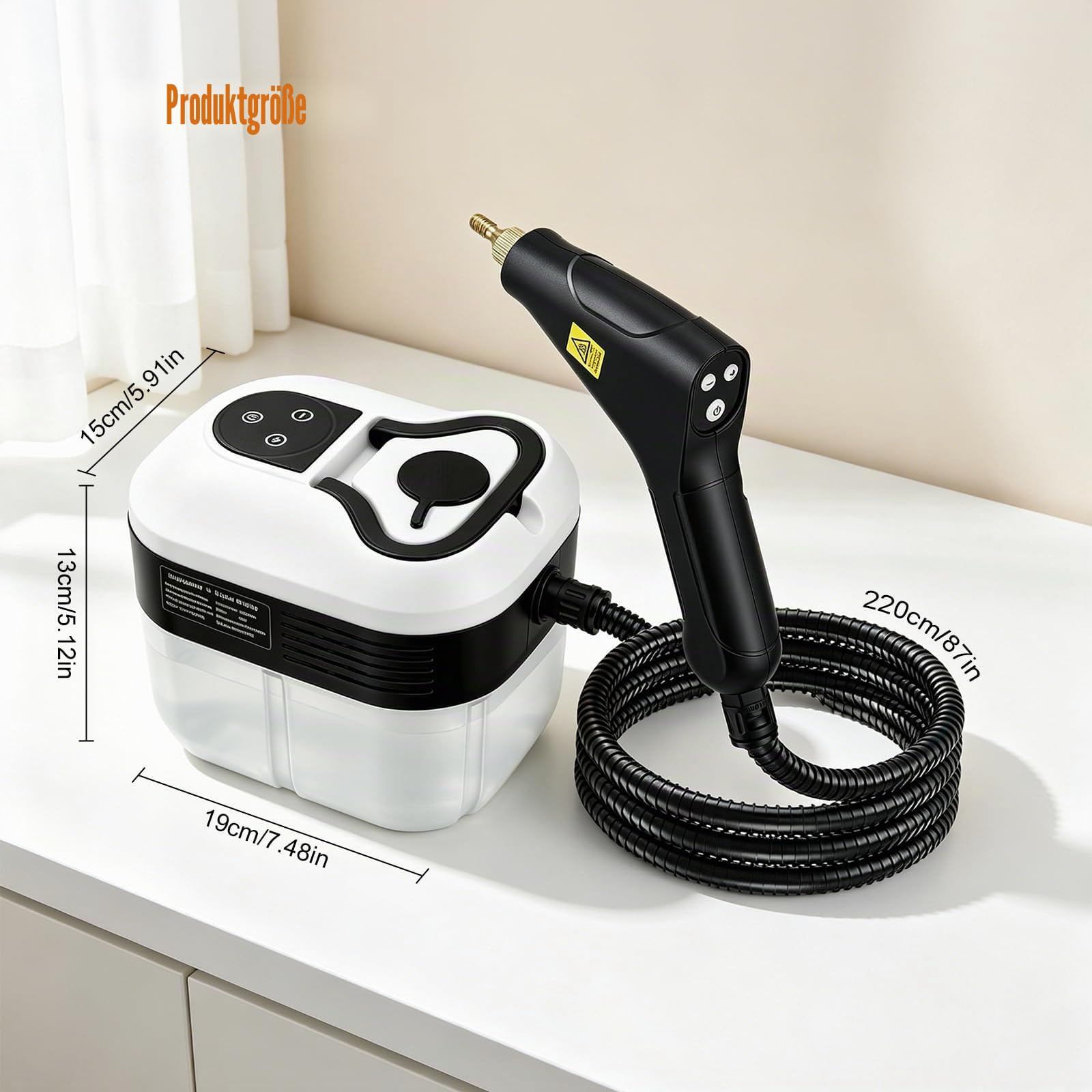 4.5BAR Dampfreiniger Handgerät, 2500W Hochdruck-Steam Cleaner mit 1800ml Wassertank, 15 Sekunden Schnellaufheizung, 6-stufig Verstellbar, für Küche Bad Auto Boden Polster – Chemiefrei & Sterilisiert