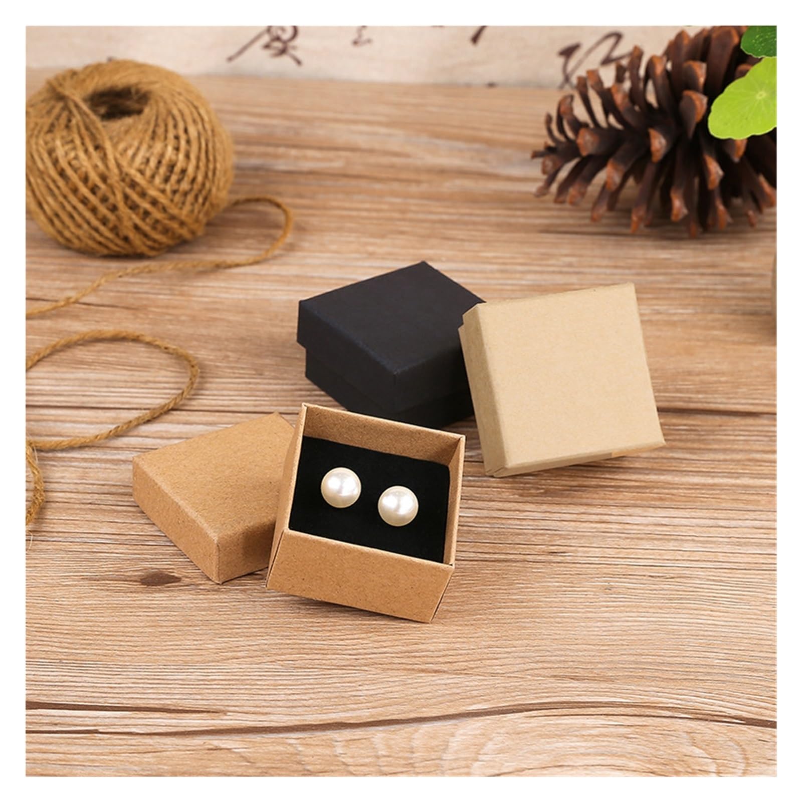 50 pezzi fai da te scatole for imballaggio regalo in cartone Kraft marrone carta nera piccola scatola di sapone mini gioielli anello orecchini organizzatore per Gioielli(Black)