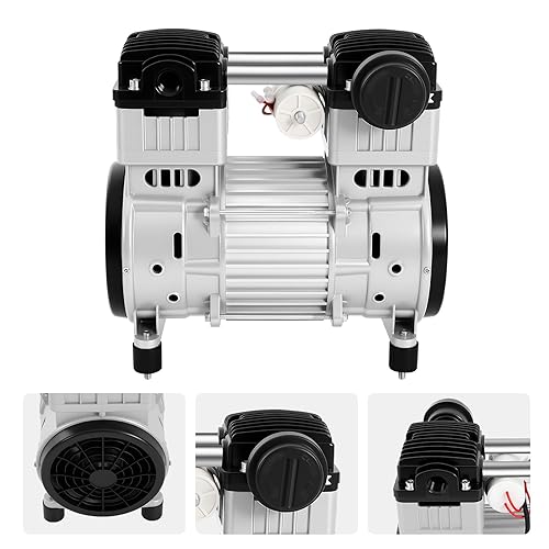 Miniatura 8 de Bomba de vacío de diafragma sin aceite, 1100W 200Lmin Mini bomba de diafragma de aire, compresor de aire 7 CFM 116 con 4 pies de goma, pequeña bomba