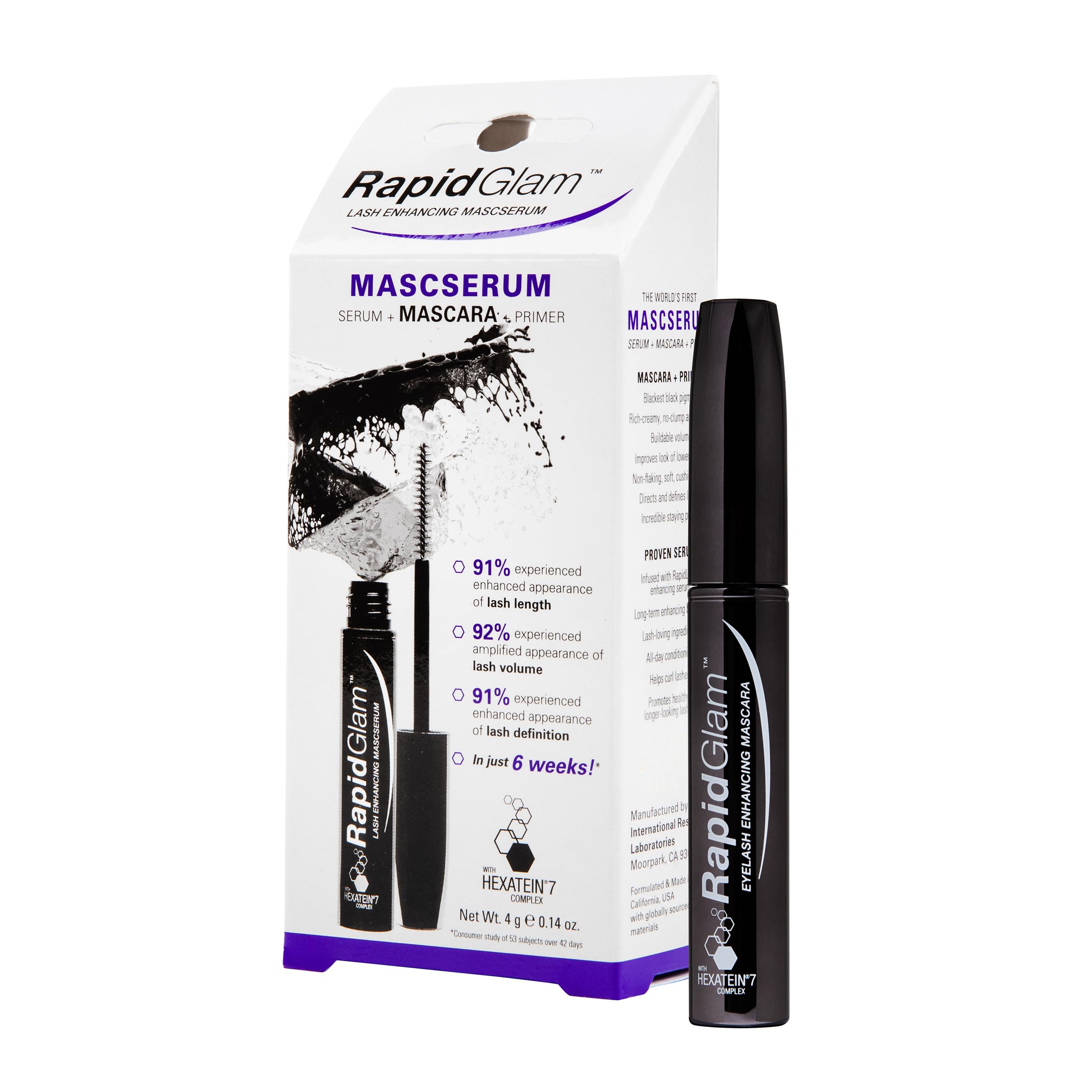 RapidGlam Eyelash Enhancing Mascserum, a Eyelash Primer, Serum and Mascara in One, for an Enhanced Appearance of Lash Definition, Volume and Length, 4g