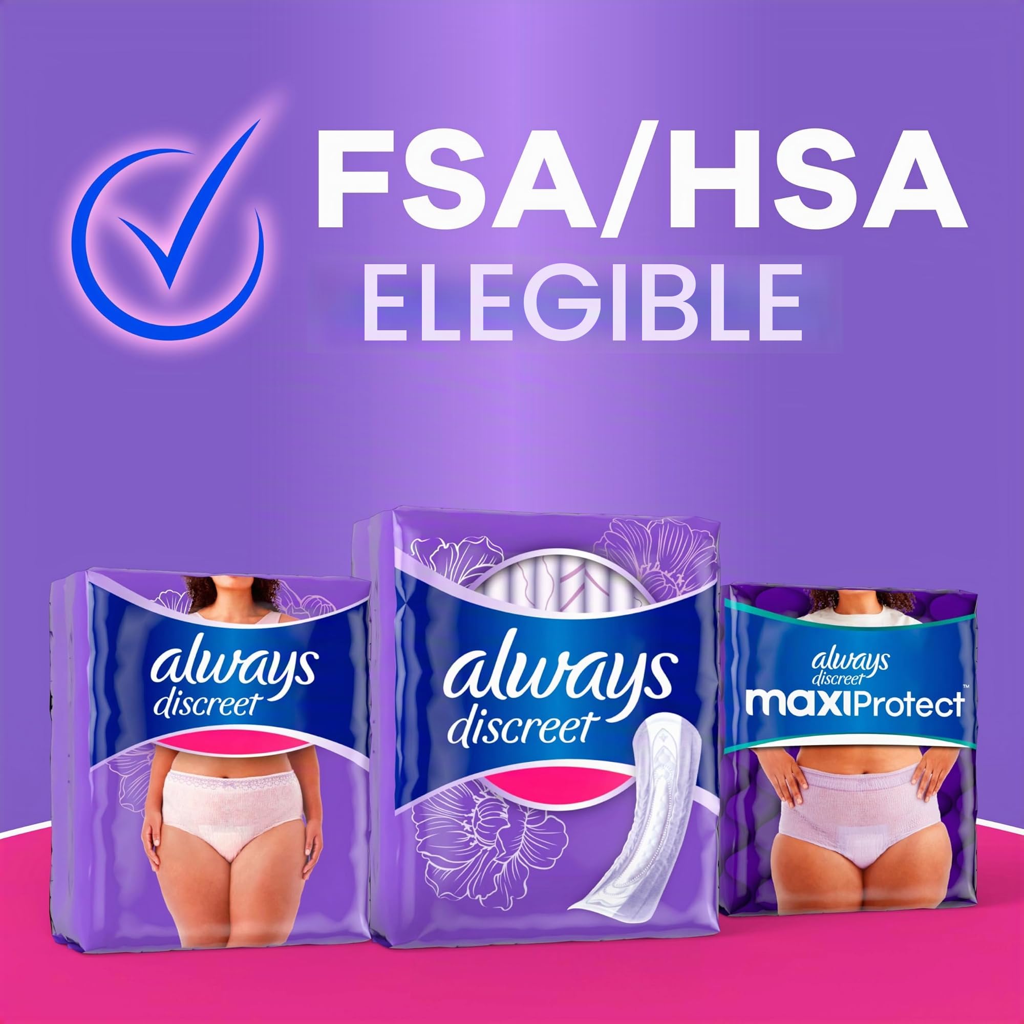 Always Discreet - Protectores para incontinencia adulta para mujer, absorción moderada, largos, protectores posparto, 162 unidades