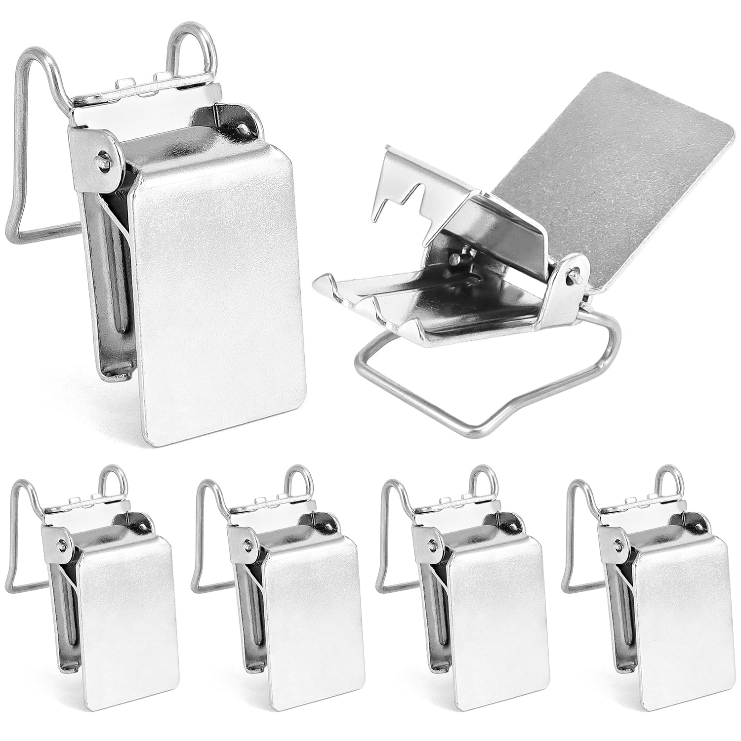 QWORK Steel Rug Clips, Pack of 6 Alligator Design Clips for Large Rugs, Tapestries, and Quilts, Compatible with 5/8 Inch Flat Bars, Up to 90 lbs