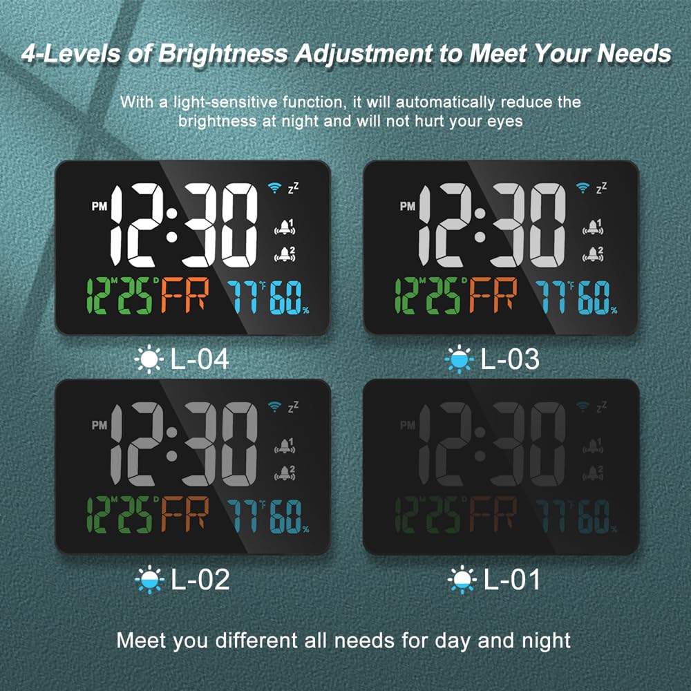 Hanzete Tuya Tafelklok, wifi, kalender, thermometer, hygrometer met digitaal led-display, wifi-ondersteuning, automatische kalibratie, helderheid in 4 standen instelbaar, app-display Hanzete Tuya Tafelklok, wifi, kalender, thermometer, hygrometer met digitaal led-display, wifi-ondersteuning, automatische kalibratie, helderheid in 4 standen instelbaar, app-display