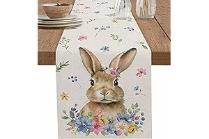 Rabbit Flower Happy Easter Table Runner 90 Inches Long