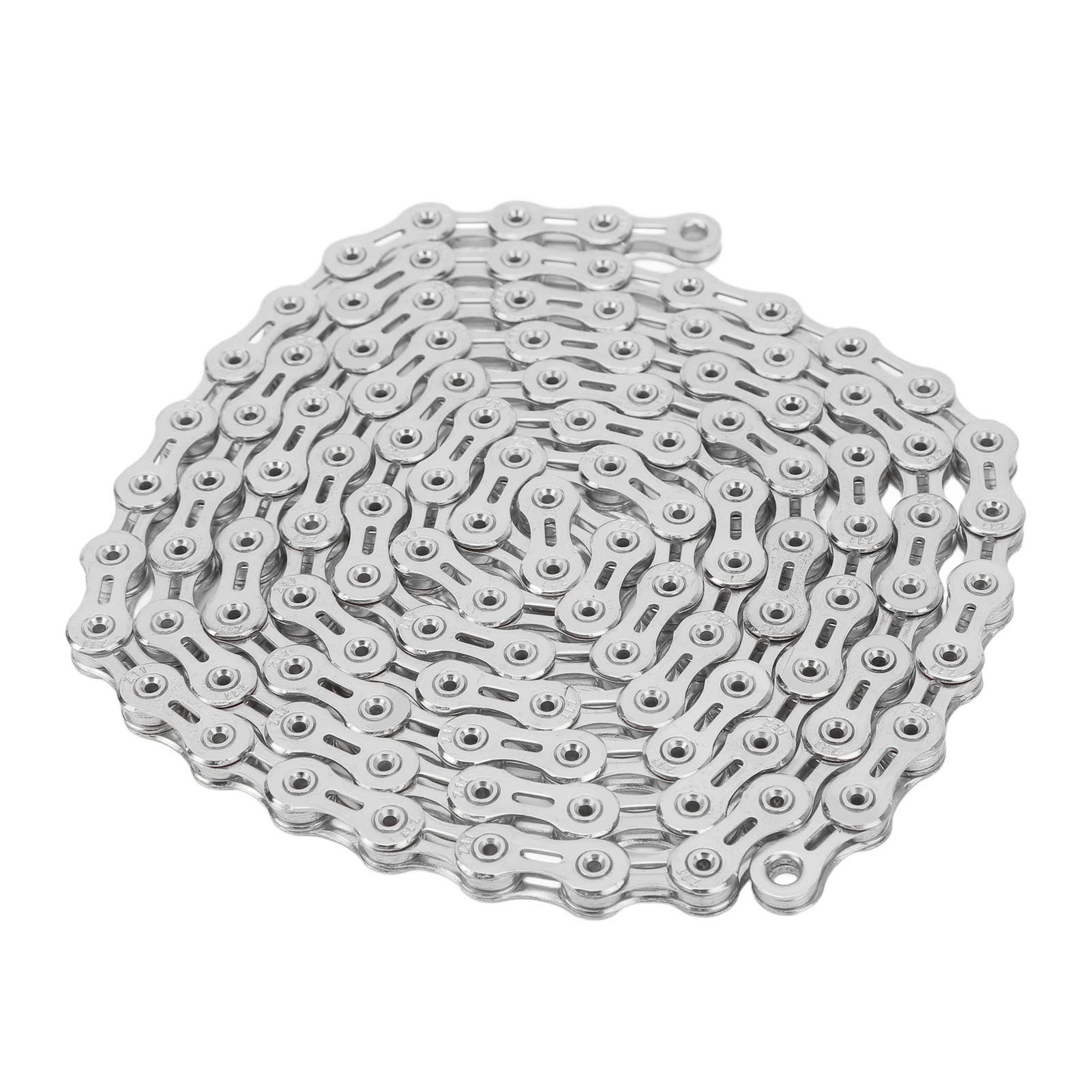 Cadena de bicicleta de acero de aleación hueca profesional para bicicleta de carretera de montaña de 11 velocidades (Silver)