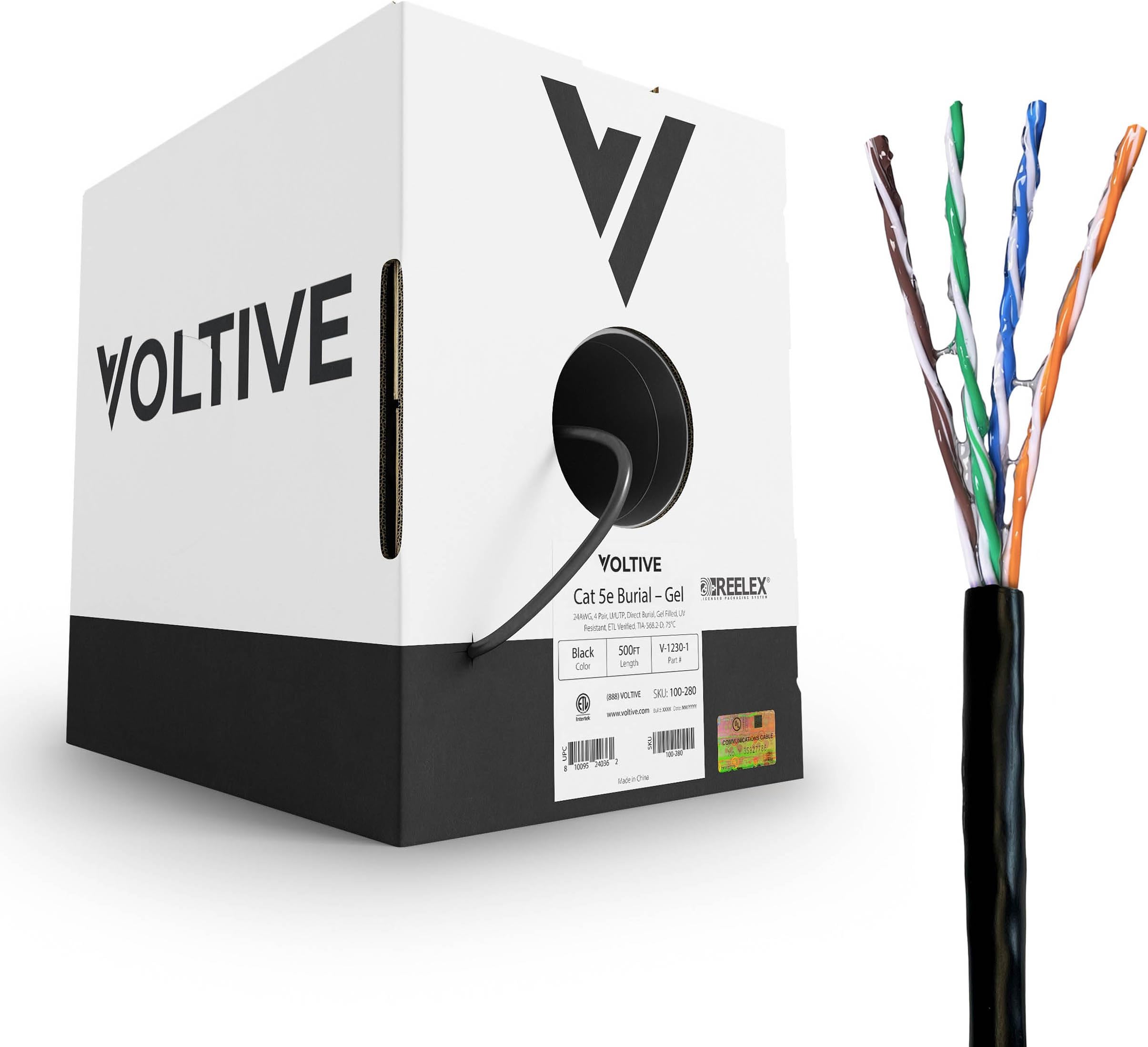 CAT5E Shielded Direct Burial Cable Increments of 100ft. Black Electronics