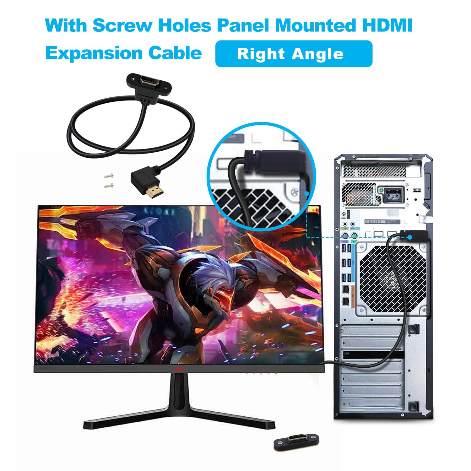 HDMI Prolunga Montaggio A Pannello 4K 60Hz Cavo HDMI Maschio Femmina 18gbps Tras