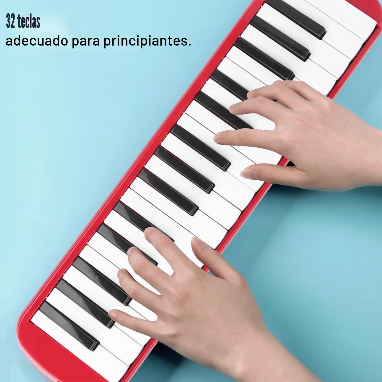 Melódica teclado para piano de aire con tubo para boquilla, instrumento musical de viento de 32 teclas apto para bolsa de entrenamiento para principiantes (rojo)