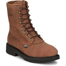 Justin Work Livestock 8 Steel Toe Mens Industrial & Construction Shoes, Premium Full Grain Leather, J-Flex Insole, Slip-Resistant