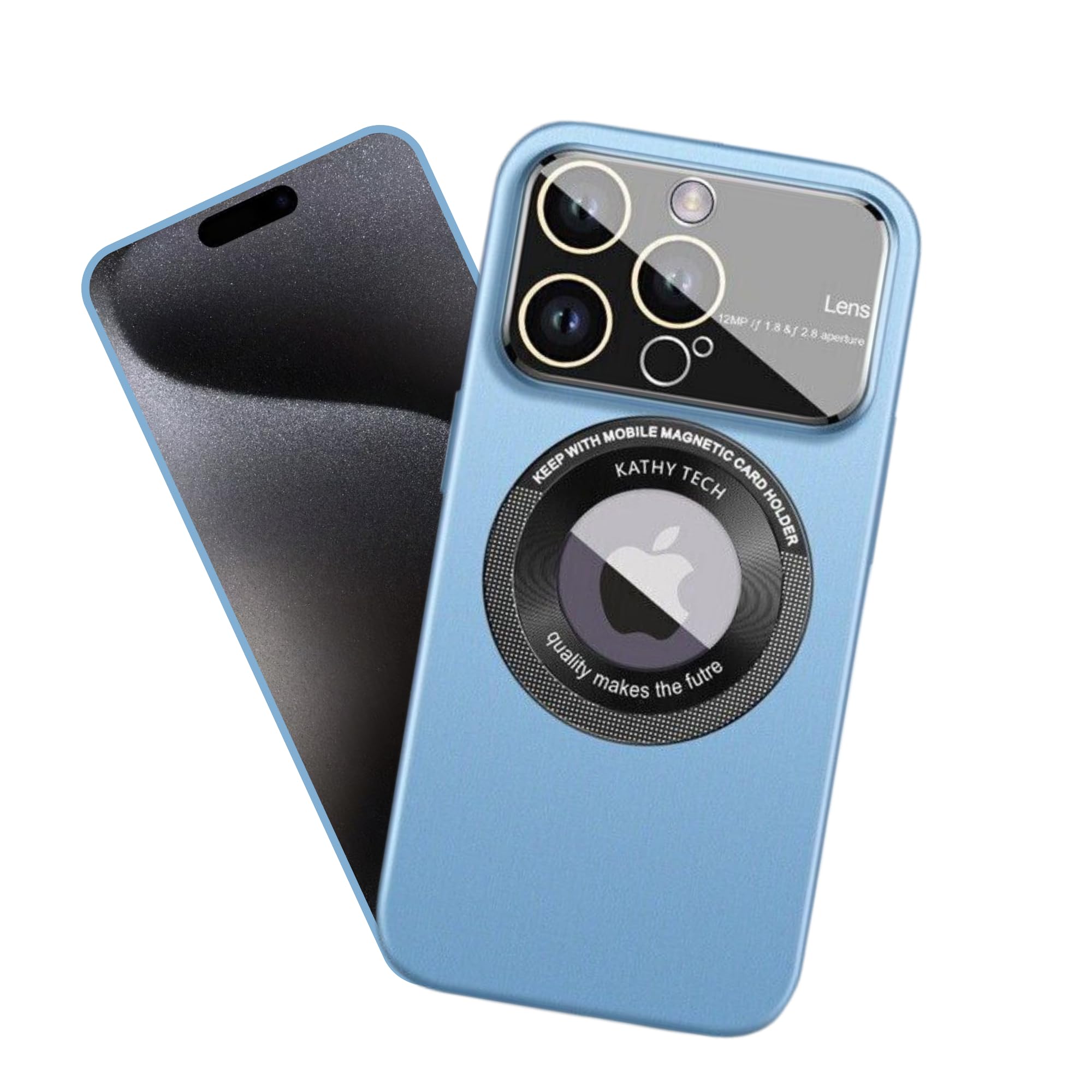 KATHY TECHIphone 15 Pro Max Case, Ultra Strong Magnet, Shockproof Military Grade Protection, Bare Metal Feel, Anti-Finger print, Scratch Resistant, Crystal Clear Lens, No Dust Accumulation (Sky Blue)