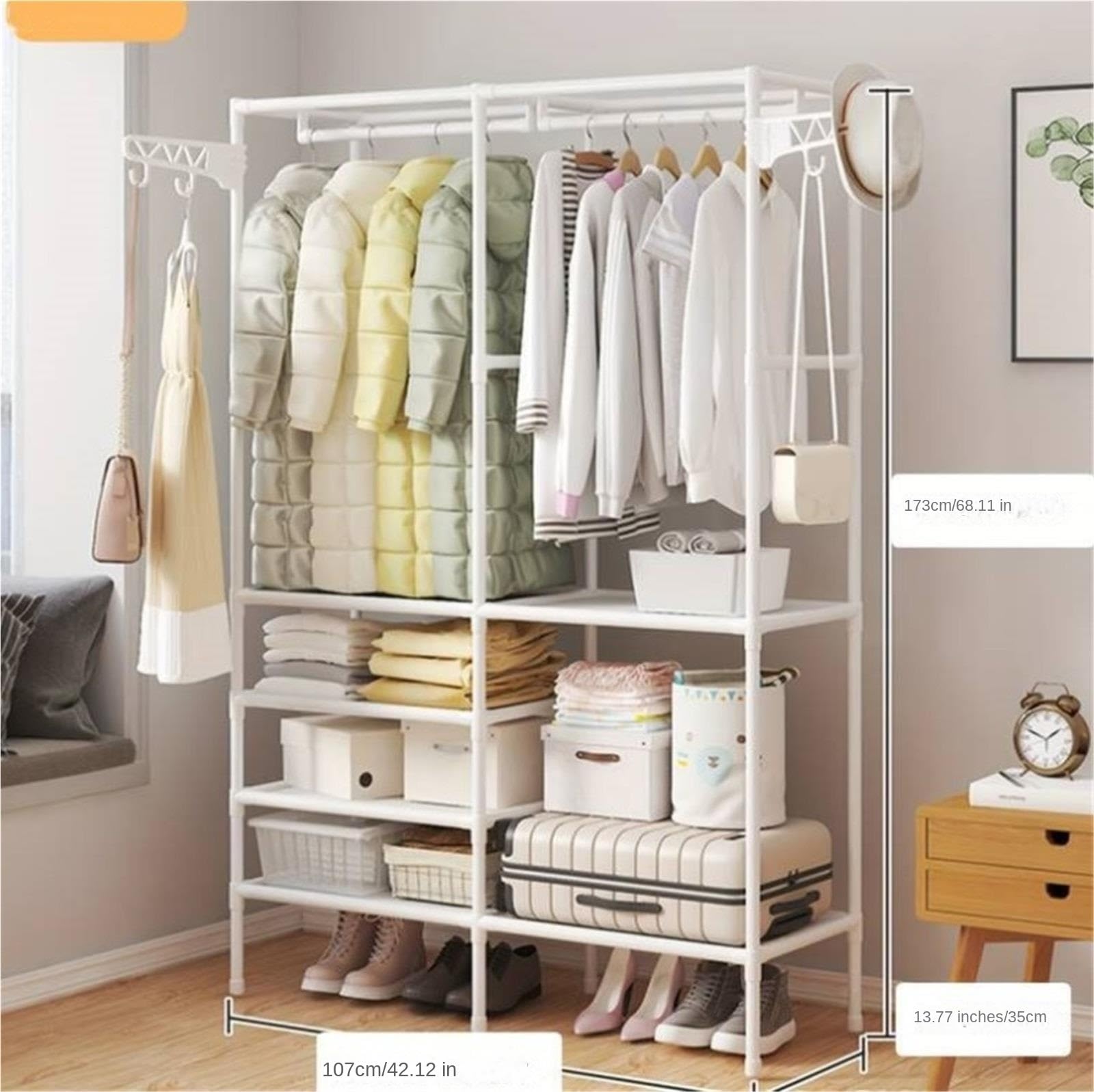 Wardrobe Closet Schrank Einfache Schränke for Aufhängen Von Kleidung Mit Hängestangen Und Lagerregalen for Den Haushalt Closet Aufbewahrungsschrank