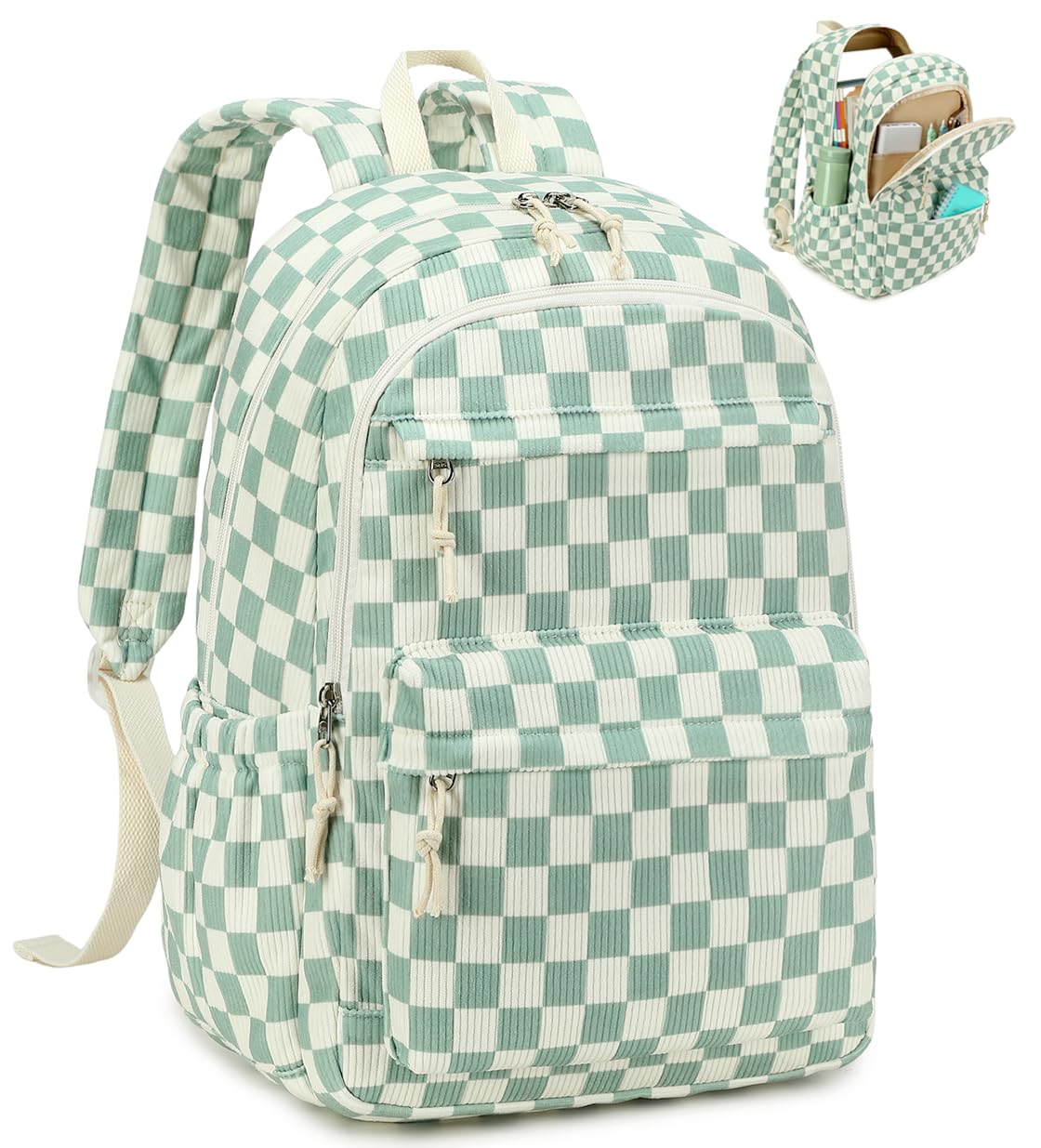 Photo 1 of Bluboon Checkered Corduroy Backpack