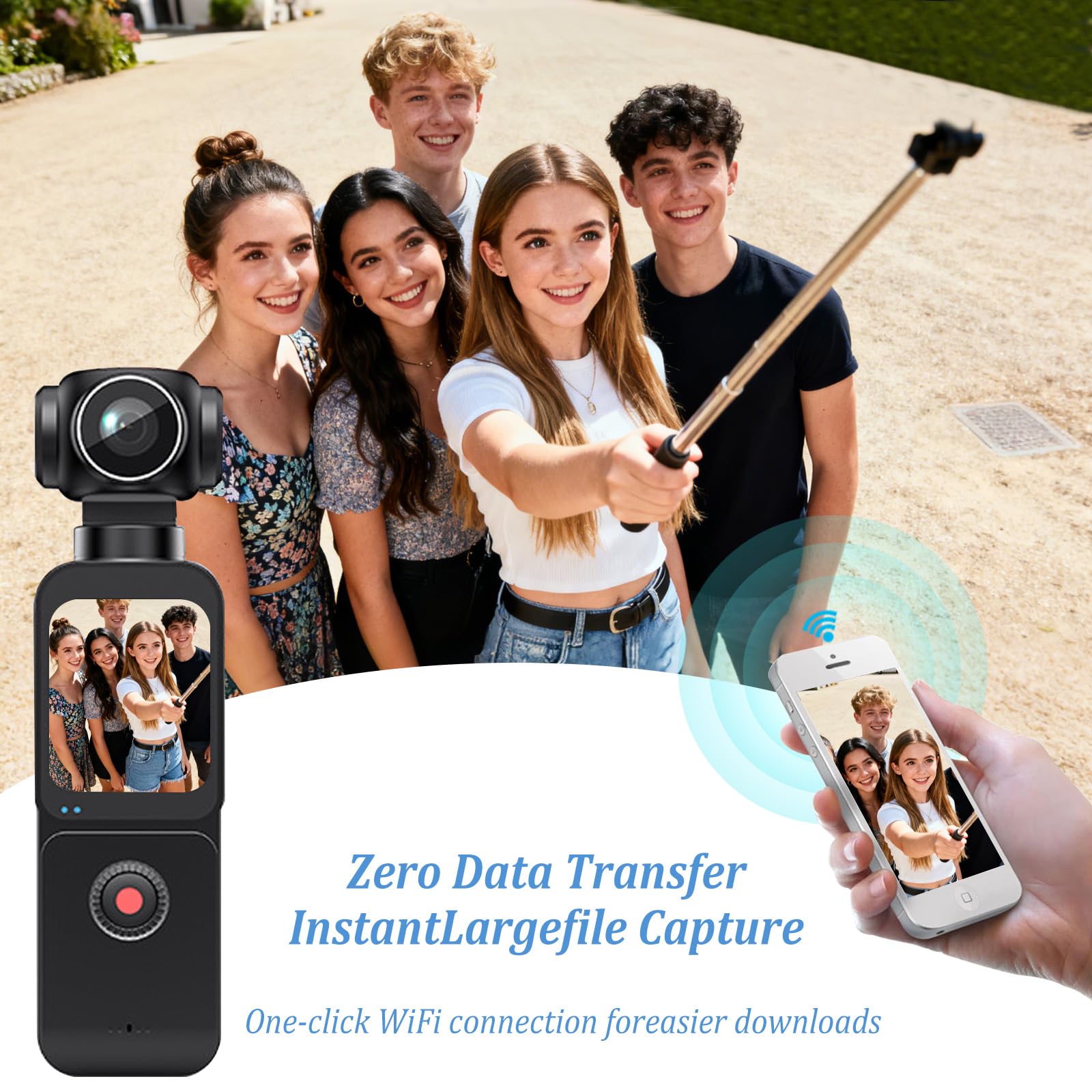 5K Bodycam Körperkamera,Vlog Kamera mit Externem Mikrofon,270° drehbares Objektiv,EIS Bildstabilisierung, WiFi App-Steuerung,Clip & Gurt – Inkl.64GB Karte Vlogging Camera für Sport,Reisen & Action