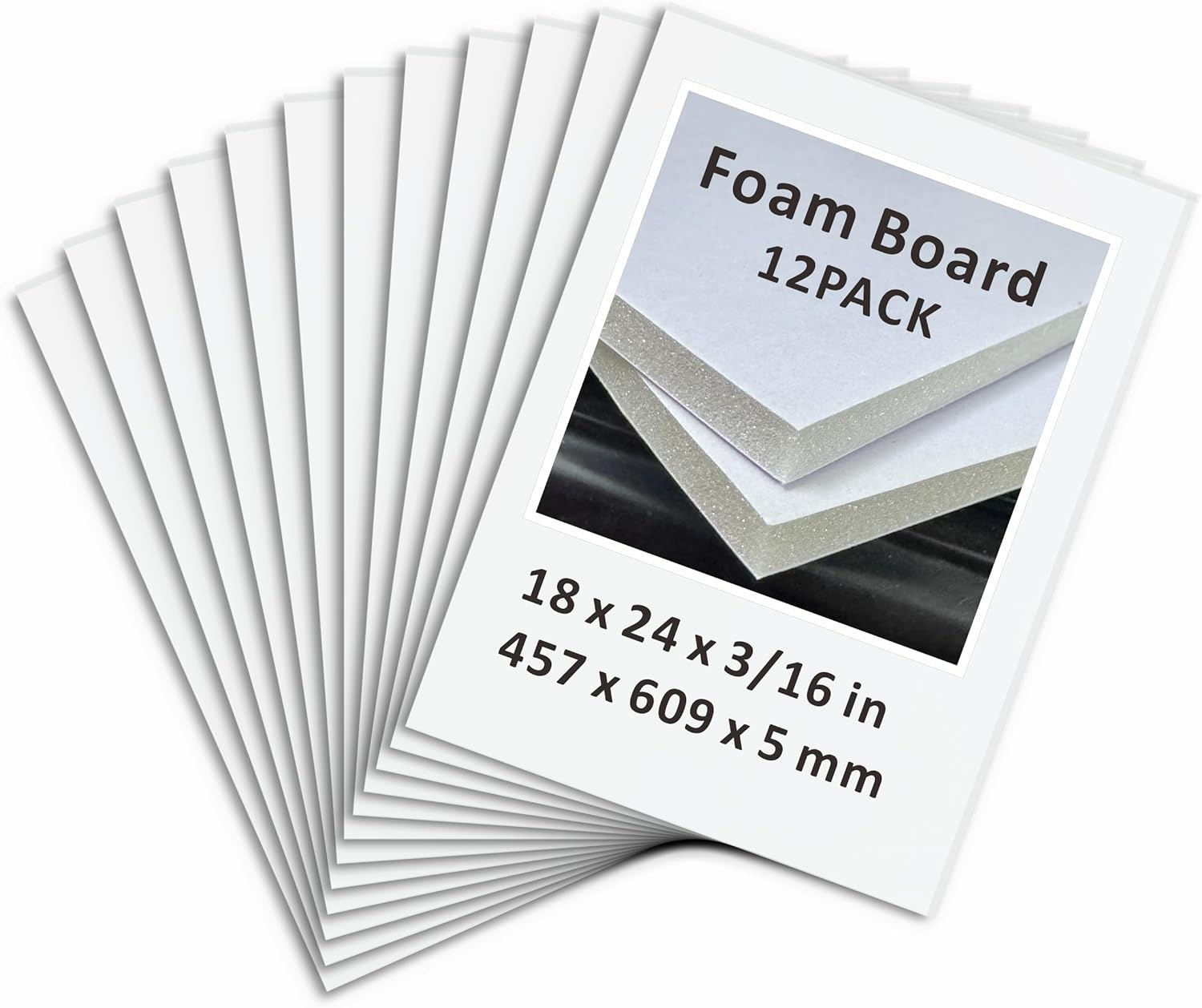 Foam Board 16 x 20 in, ZXUNLIEH 12 Pack White Poster Board, 3/16 in Thick Craft Foam Core Board, Puzzle Board, Double Sided, Foam Sheets for Picture, Project, Presentation, Artwork, Signage and Crafts