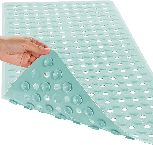 Miniatura 6 de Yimobra Tapete de ducha para bañera, tapete largo antideslizante para bañera con orificio de drenaje y ventosas, suave en los pies, lavable a