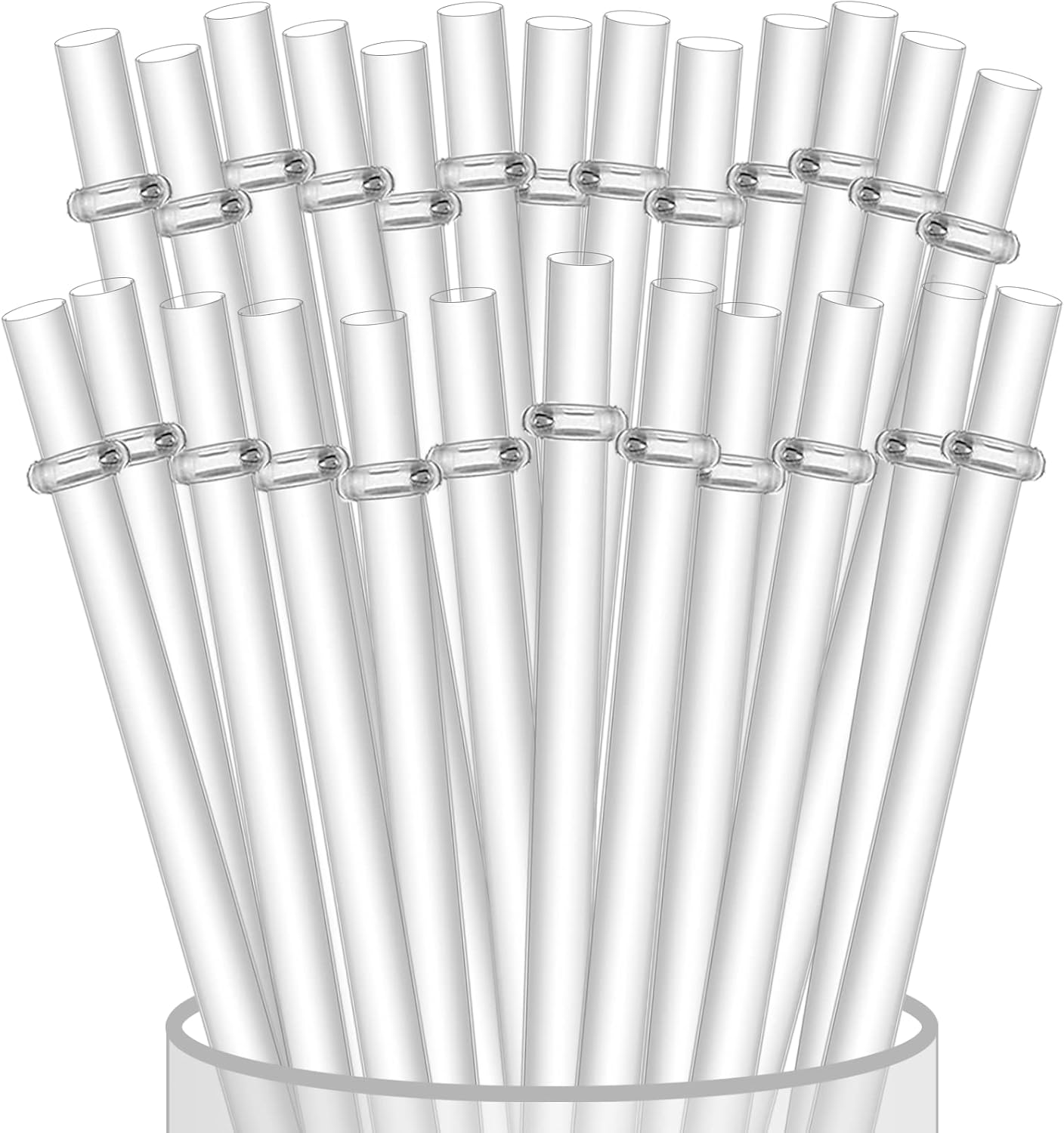 Coesie 25 Pack Reusable Hard Plastic Clear Straws, 11.8 in Long Hot and Cold