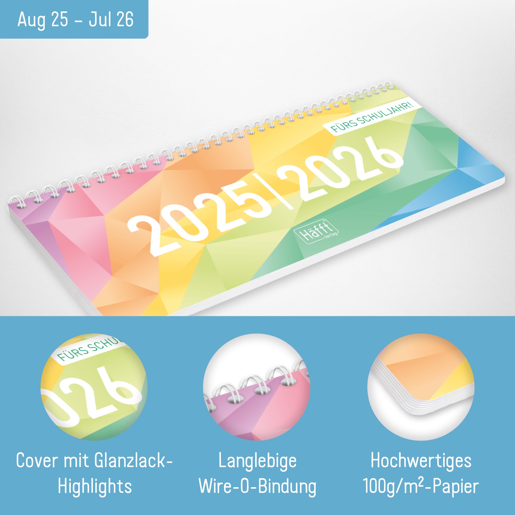 Häfft Internationaler Tischkalender 2026 'Poppy' - Wochenkalender 29,8x11,6cm Mehrsprachig