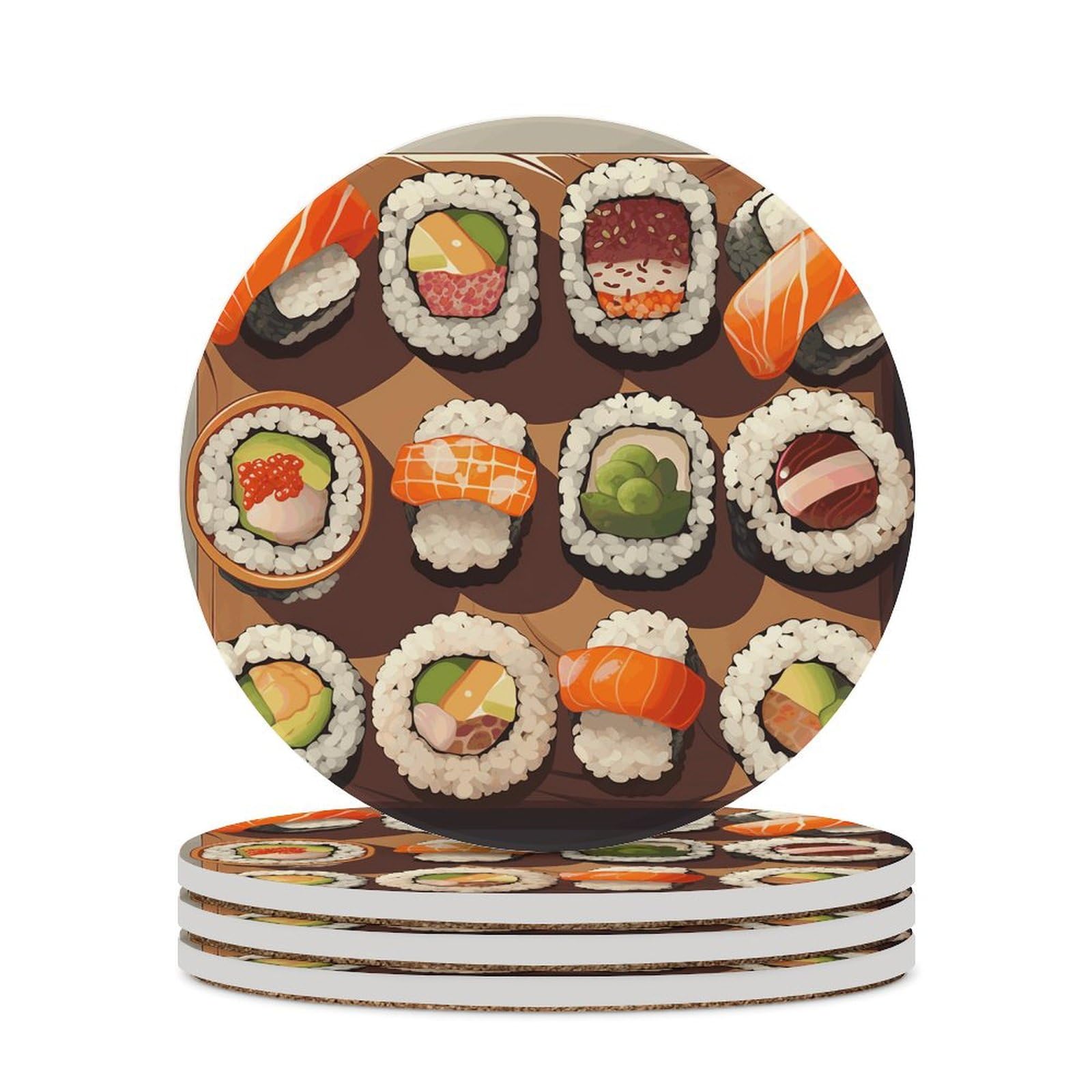 Dessous de verre ronds sushis pour embellir votre coin bureau