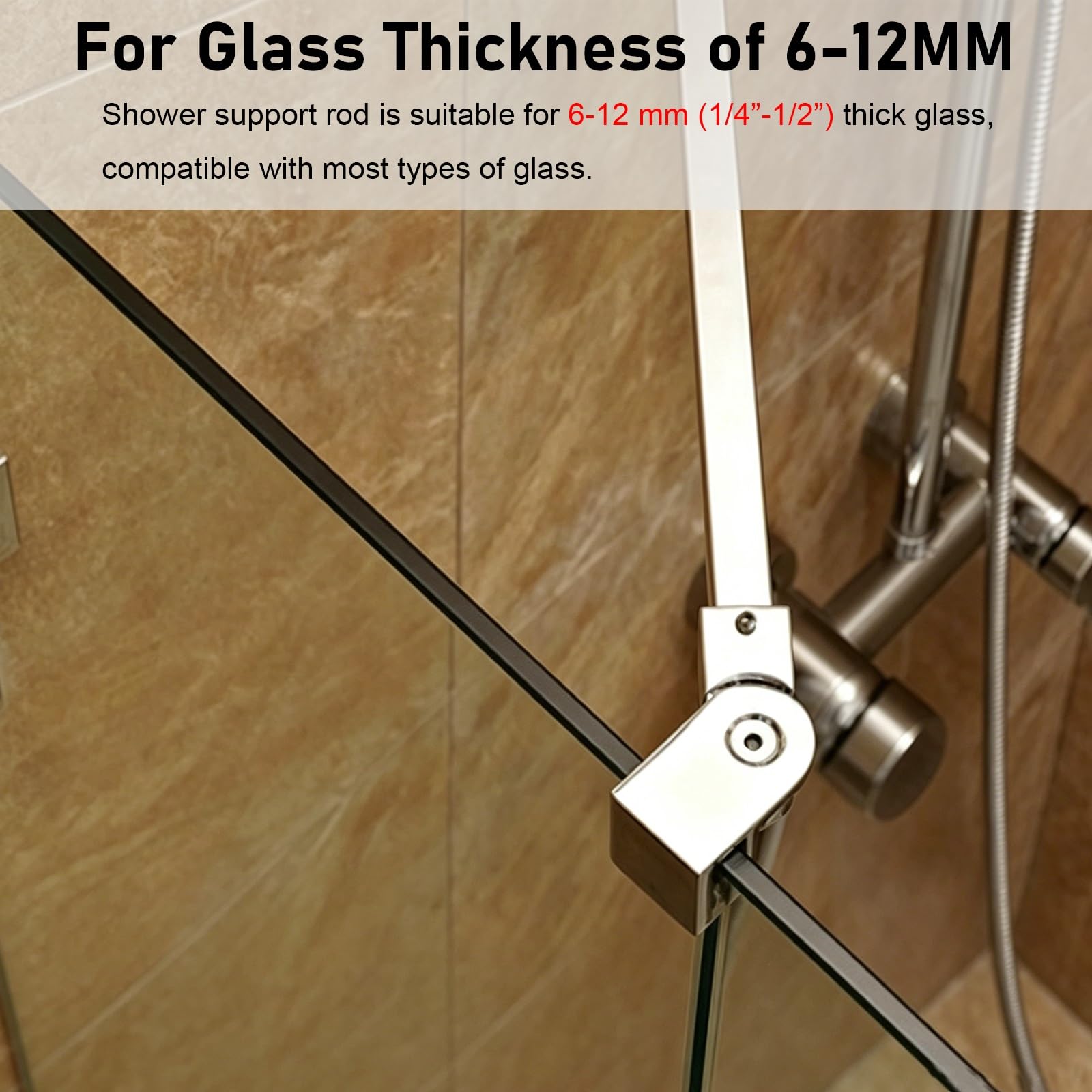 Stabilisierungsstange Dusche Gewinkelte Stützstange Für Duschglas, 40 60 80 100 120 150 cm Duschwand-Stabilisator Für Feststehendes Glass – Robuste Haltestange(Gray,L-120cm/46.8")