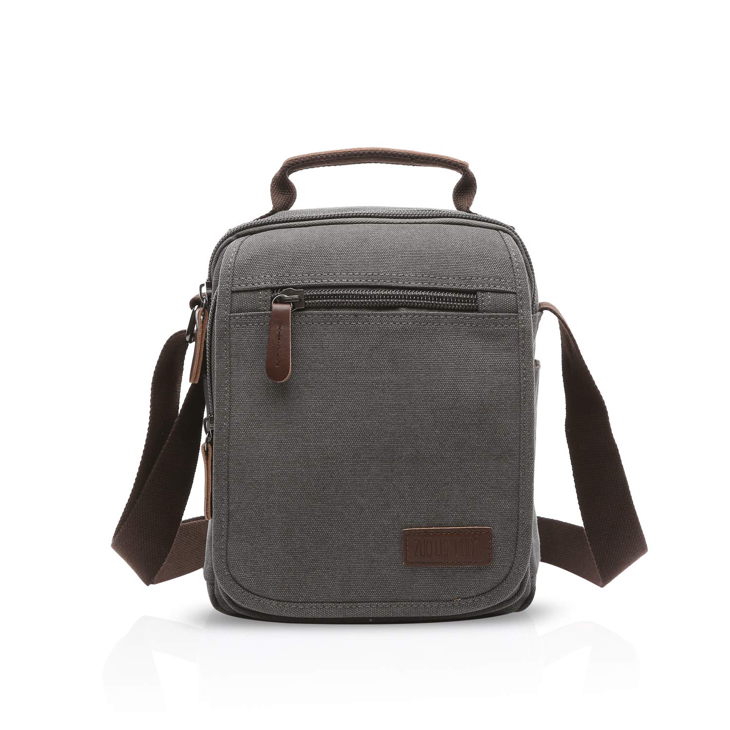 FANDARE Bolsos Bandolera a Hombro de Lona Mensajero Bolso para Hombres Mujeres Messenger Bolsa Bolsa de Viaje Crossbody Bag para Trabajo Viajar Colegio Shopper Gris