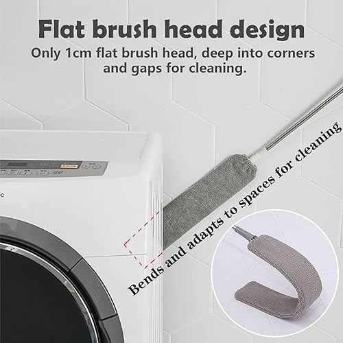 Miniatura 5 de Limpiador de polvo retráctil, herramienta de limpieza debajo del refrigeradorsofá, plumero de microfibra con poste extensible de 32 a 100 pulgadas,