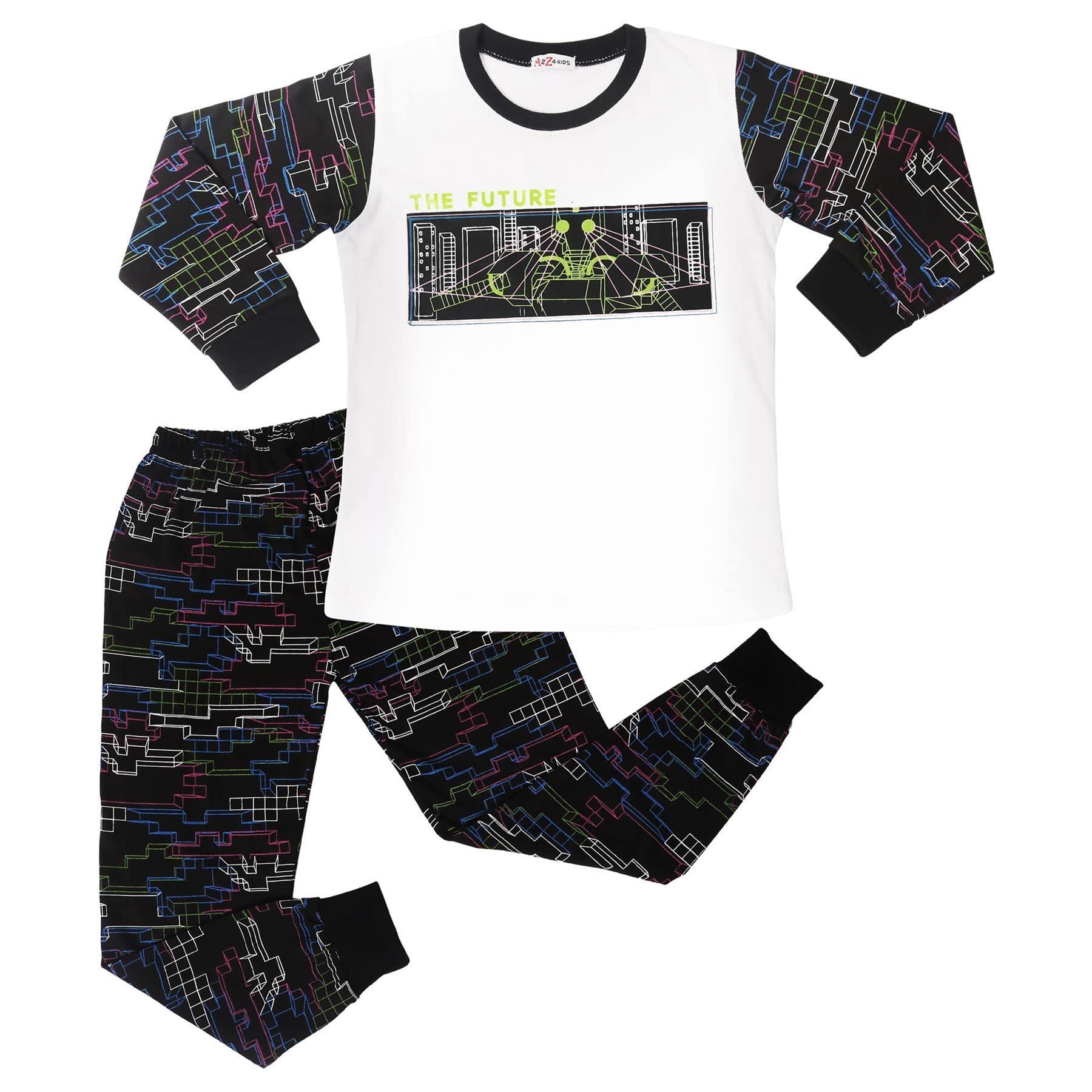 A2z 4 Kids Girls 153 Black Pyjamas Children Pjs 2 Piece Set Lounge Suit For Children Top Bottom - Pjs _13