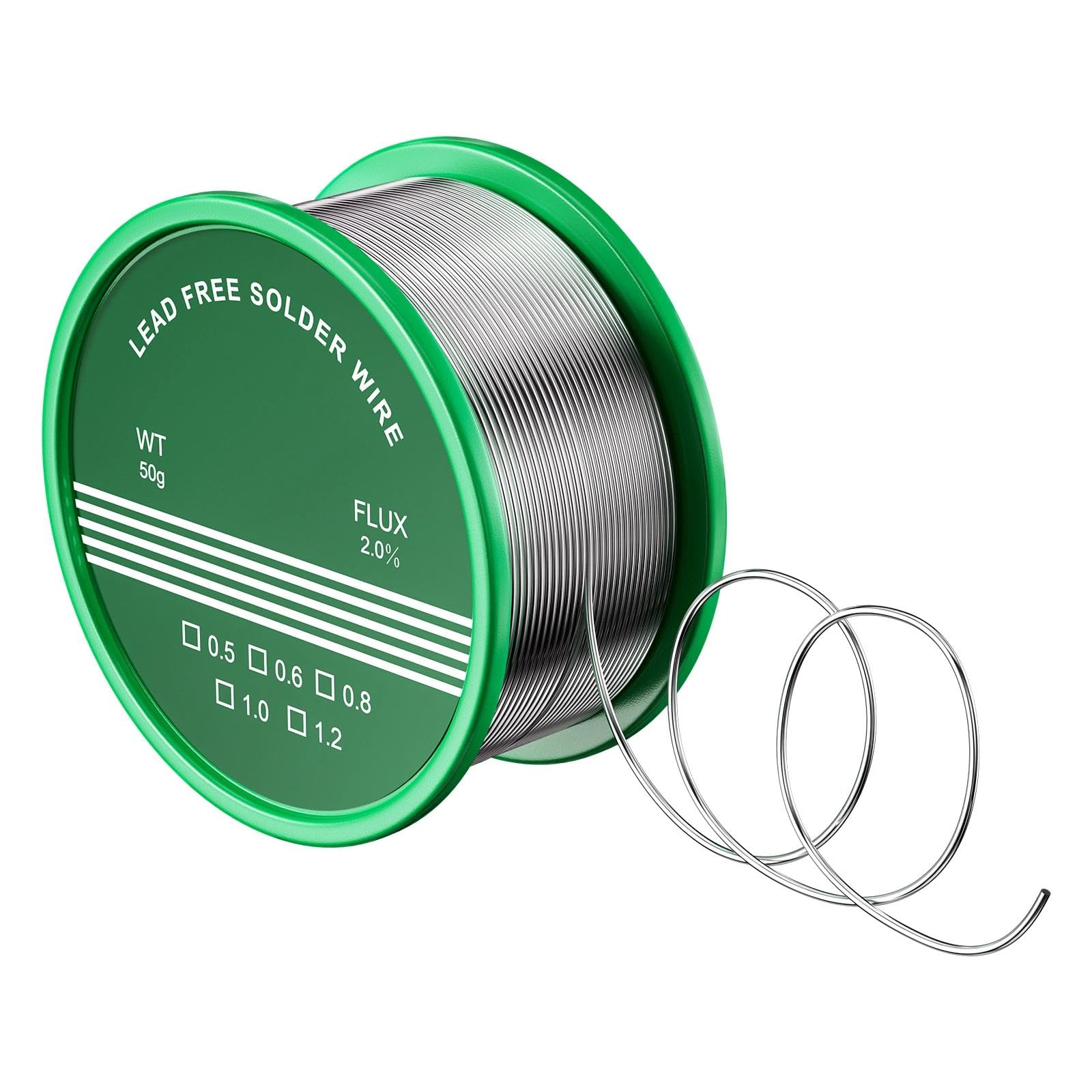 estaño para soldar electronica, alambre de soldadura sin plomo, Hilo Soldadura con núcleo de colofonia, Sn99.3 Cu0.7, 50g/0.6mm, para Soldadura Eléctrica Componentes Electrónica Reparación