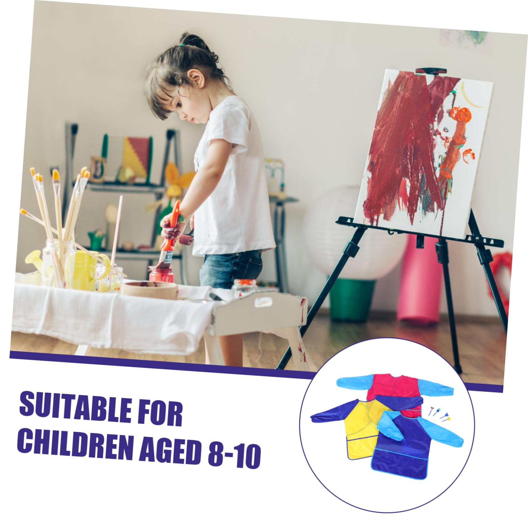 HANABASS Grembiule Da Artista Per Ragazzo Ragazza Maniche Lunghe Grembiuli Per Pittura e Disegno Protezione Per Vestiti Durante Attività Creative e Artigianali