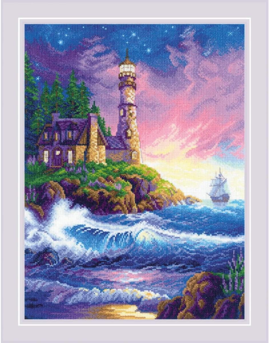 RIOLIS - Lighthouse 2022, Cross Stitch Kits 11¾" x 15¾", Cross Stitch Kits for Beginners & Advanced, Crossstitching Kit Adult, Embroidery Counted Stitching Kit