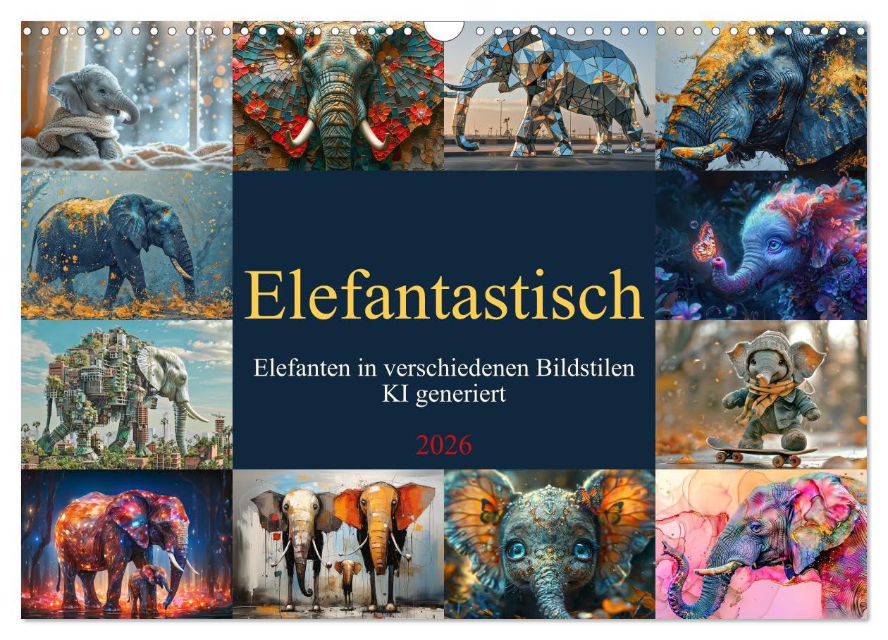 Elephantastic UK-Version (Wall Calendar 2026 DIN A3 Landscape), CALVENDO 12 Month Wall Calendar — image 1