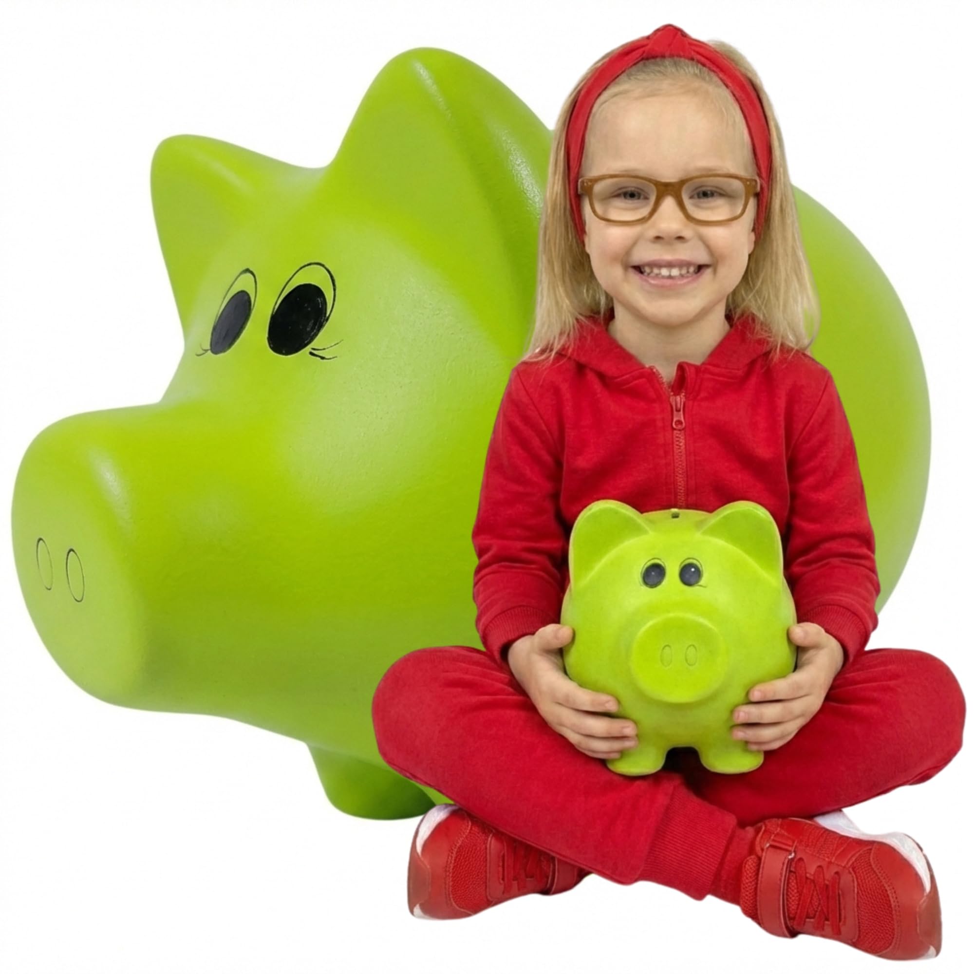 Tirelire cochon verte géante pour décorer le salon et économiser