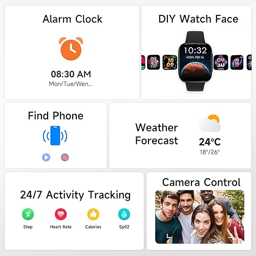 Miniatura 9 de Reloj inteligente para hombres y mujeres, pantalla AMOLED de 1.85 pulgadas, compatible con iPhoneSamsungAndroid (respuestahacer llamadas), más de