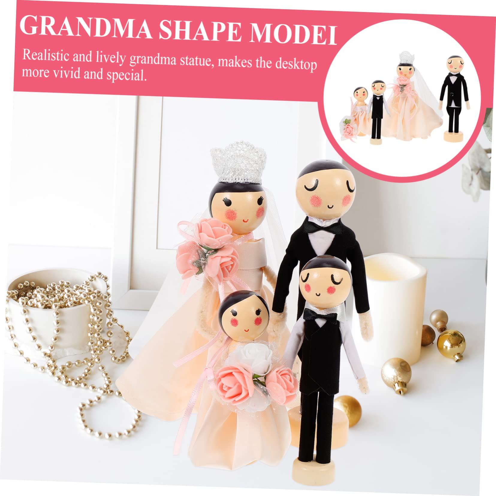 Abaodam 4stücke Holzehepaarfigur Hochzeitstorte Dekoration Set Aus Holzfiguren Für Hochzeitsfeiern Und Zimmertische
