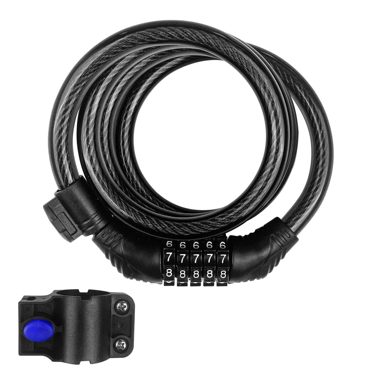 Lectorias 120CM Candado Bicicleta, Candados con Combinacion de 5 Dígitos | Cadena Bicicleta Antirrobo, Cable de Bloqueo, Cerradura de Cable, Cadenas Antirrobo Moto, Cerraduras