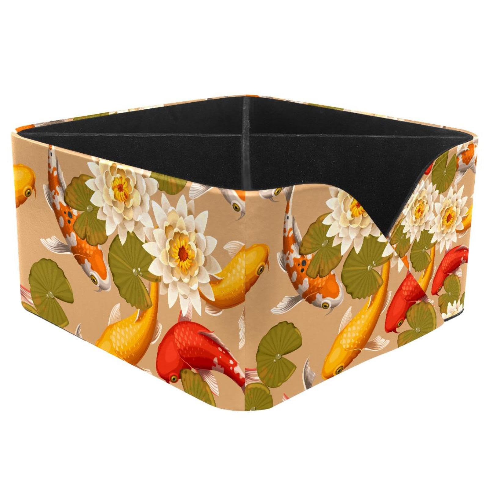 KengjuTesu Loctus with Carps Desktop Organizer Pen Holder, Rectangular Pencil Cup for Office, Study and Makeup Stations