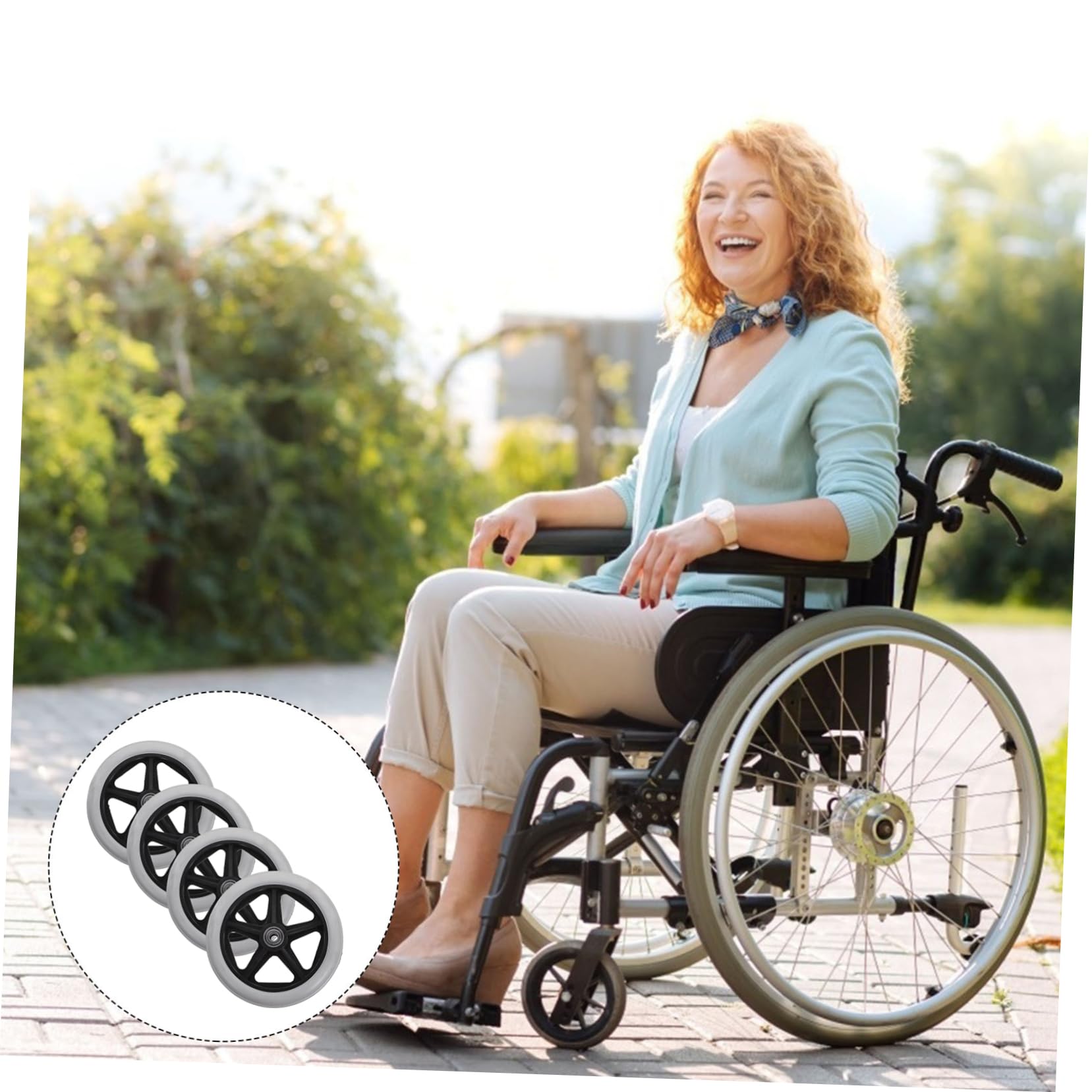Homoyoyo Ruedas Delanteras para Silla de Ruedas 4 Piezas Repuesto Material Abs y Acero para Uso Interior y Exterior Rodamiento Ligero y Resistente
