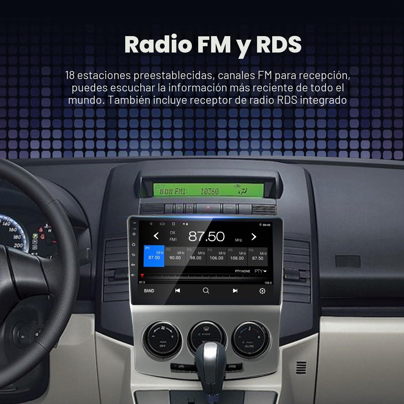 EZoneTronics Android 13 Radio de Coche estéreo para Mazda 5 2005-2010 con Wireless Carplay Android Auto Pantalla táctil de 9 Pulgadas navegación GPS Bluetooth USB WiFi Mirrorlink FM/RDS 2G+ 32G