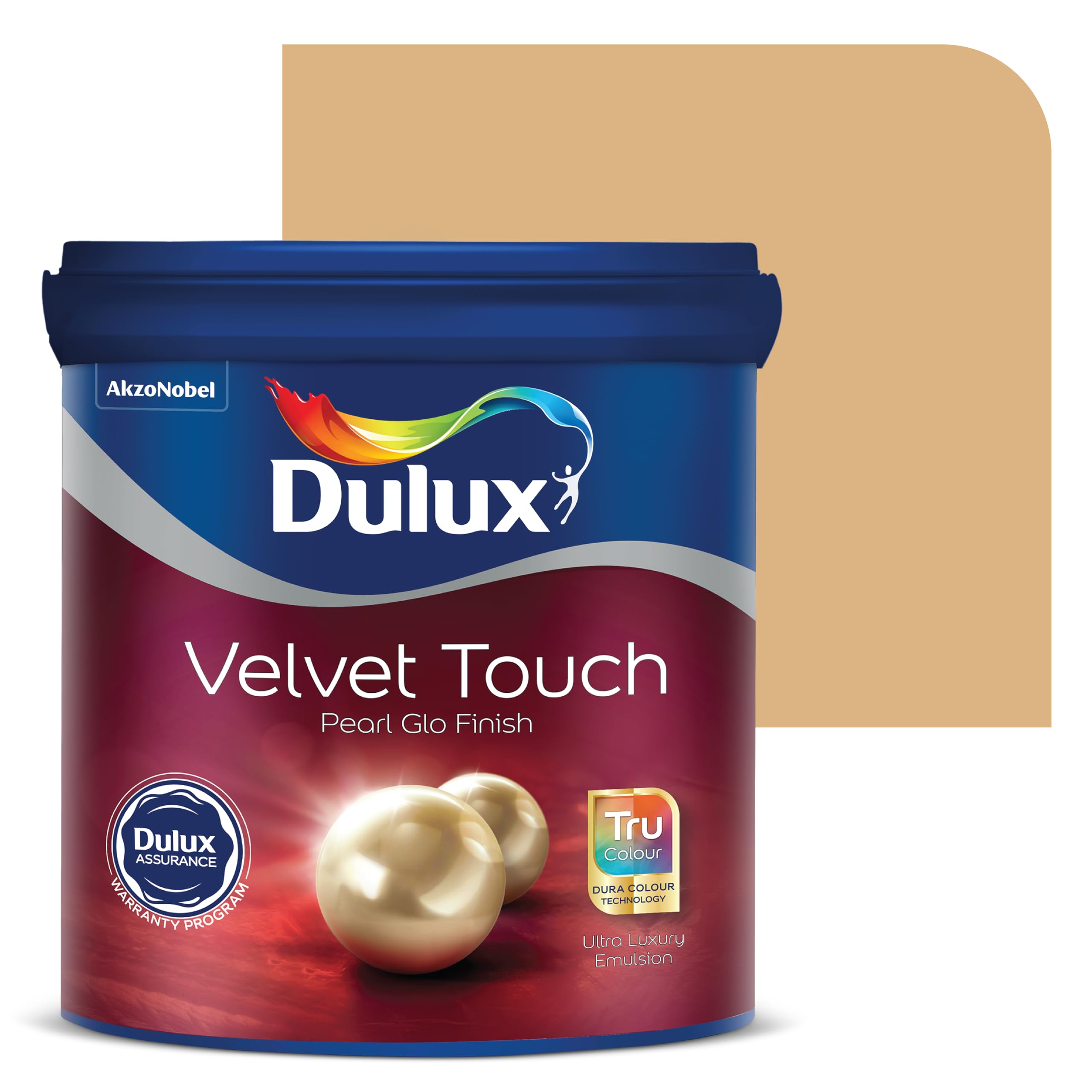 Dulux Velvet Touch Pearl GLO Interior Emulsion Paint (1L, Butterfield) – Luxurious soft-sheen wall paint, highly durable, washable, rich, intense colors, with 6-year warranty