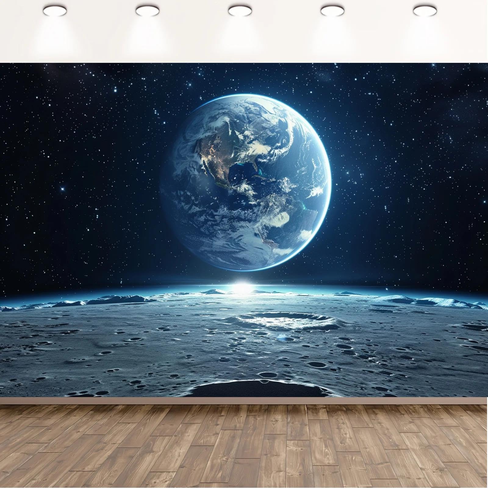 1 telón de Fondo con temática Espacial Banner de Pared de fotografía cósmica y Superficie de Luna