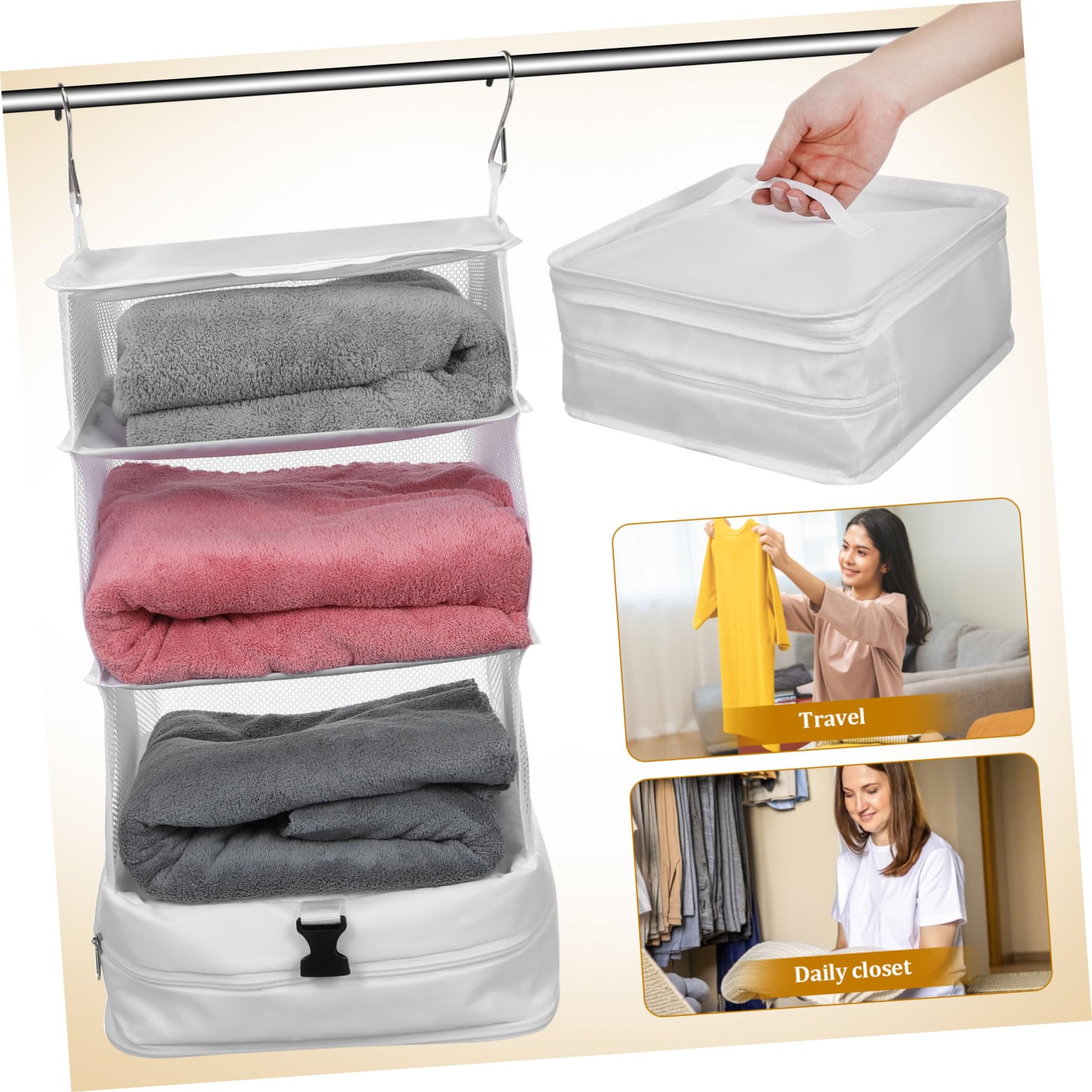 Mipcase Organizador Colgante De Ropa De Viaje 3 Capas Bolsa Pequeña Tela Oxford Resistente Ahorro De Espacio para Armario Maletas Doméstico y Viaje